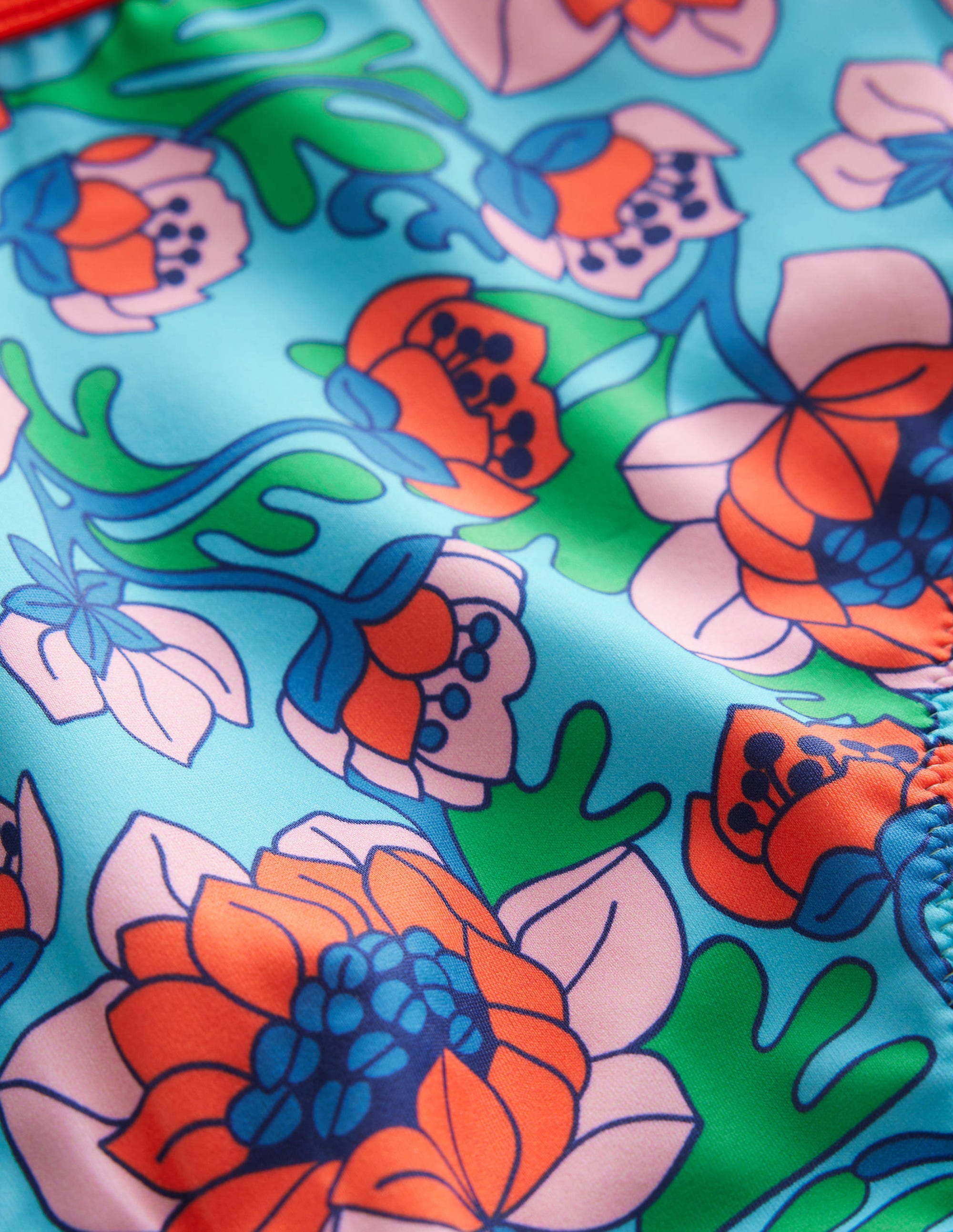 Bas de bikini taille haute-Motif floral Spring Time coquelicot rouge - Image 3