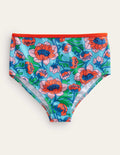 Bas de bikini taille haute-Motif floral Spring Time coquelicot rouge