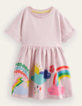 Jerseykleid-Sweatkleid mit Applikation-Französisches Rosa, Wetter