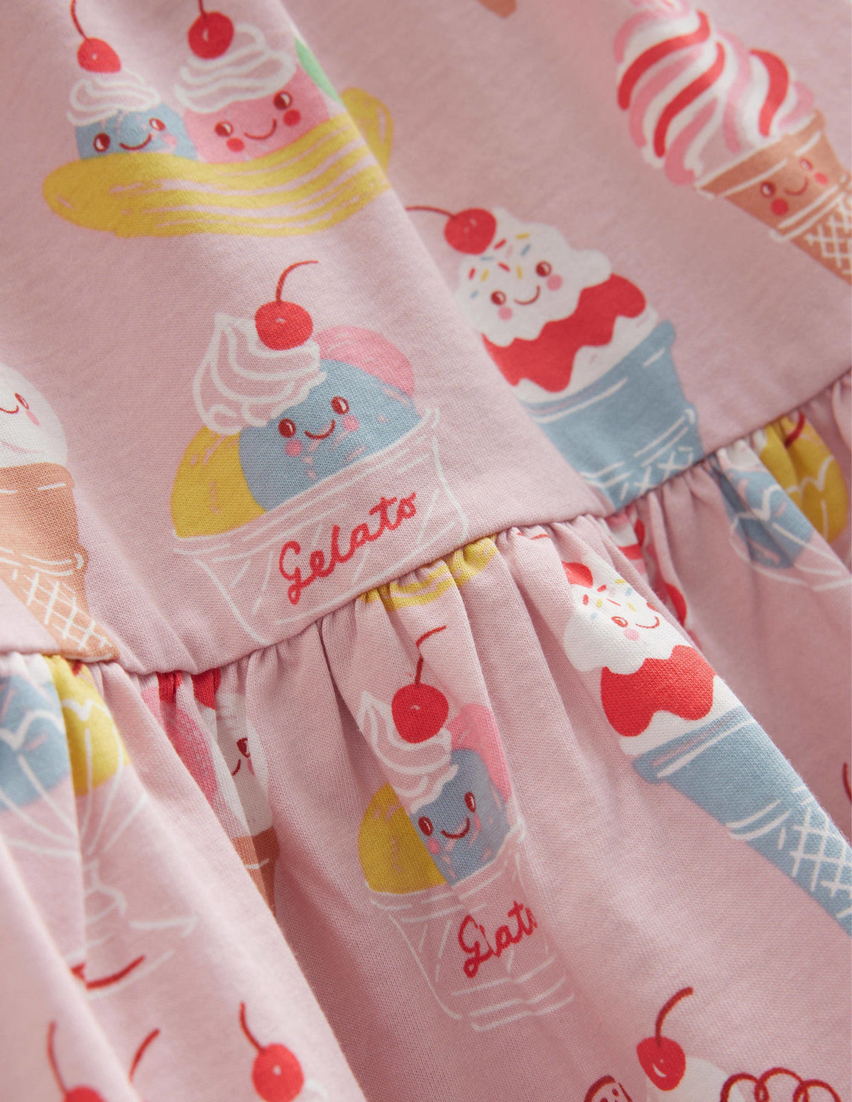 Robe midi en jersey à volants-Glace rose français-3