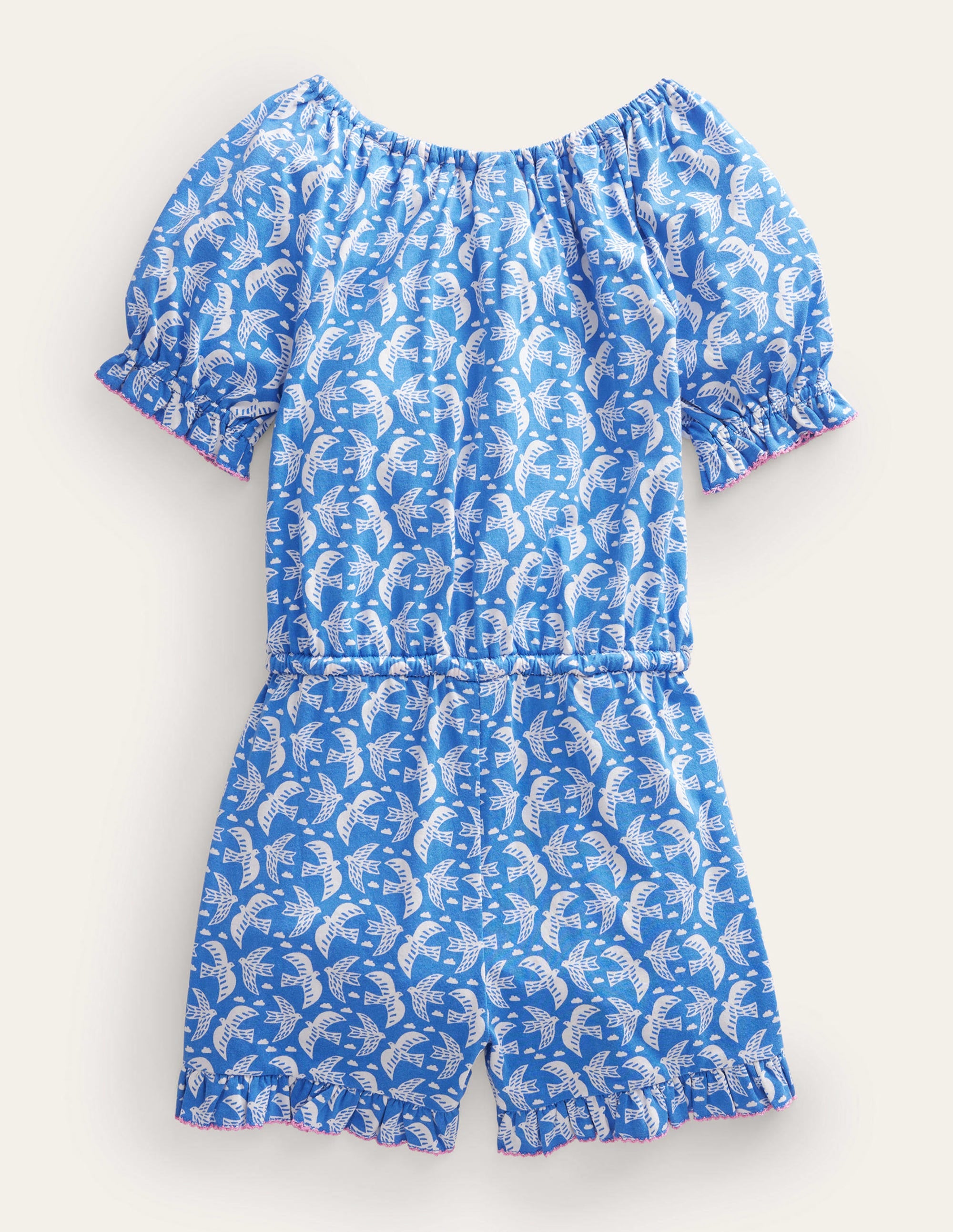 Bedruckter Jumpsuit aus Jersey (WW)-Blau, Vögel - Image 2