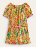 Bedruckter Jumpsuit aus Jersey (WW)-Stachelbeerengelb, Blumenmuster