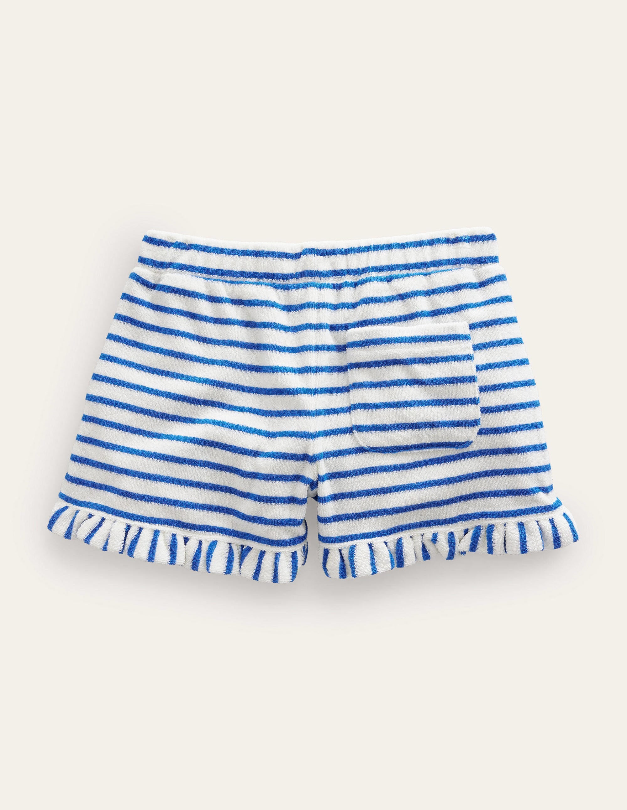 Short en éponge à ourlet volanté-Bleu cabanon/ivoire - Image 2