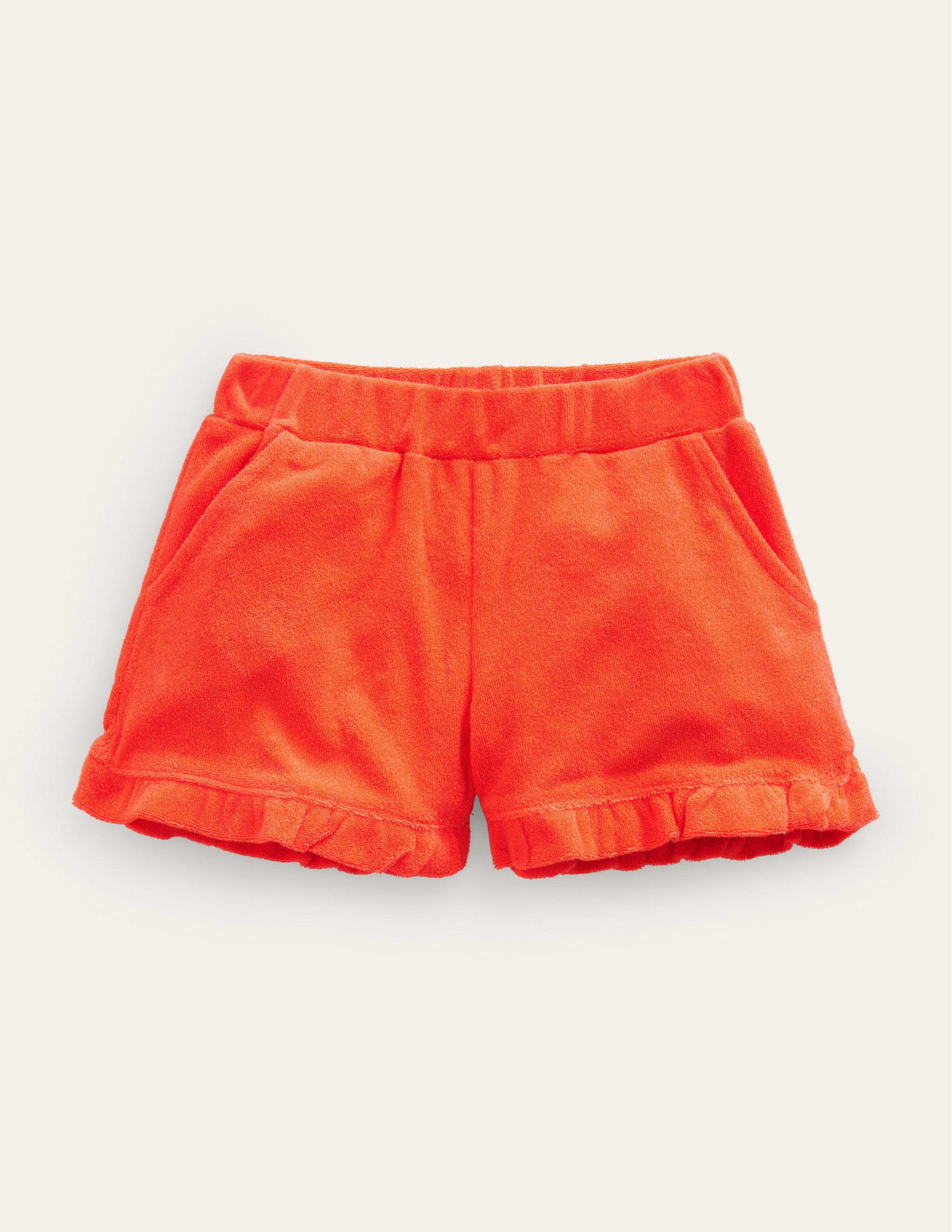 Frottee-Shorts mit Rüschensaum-Mandarinenorange - Image 1