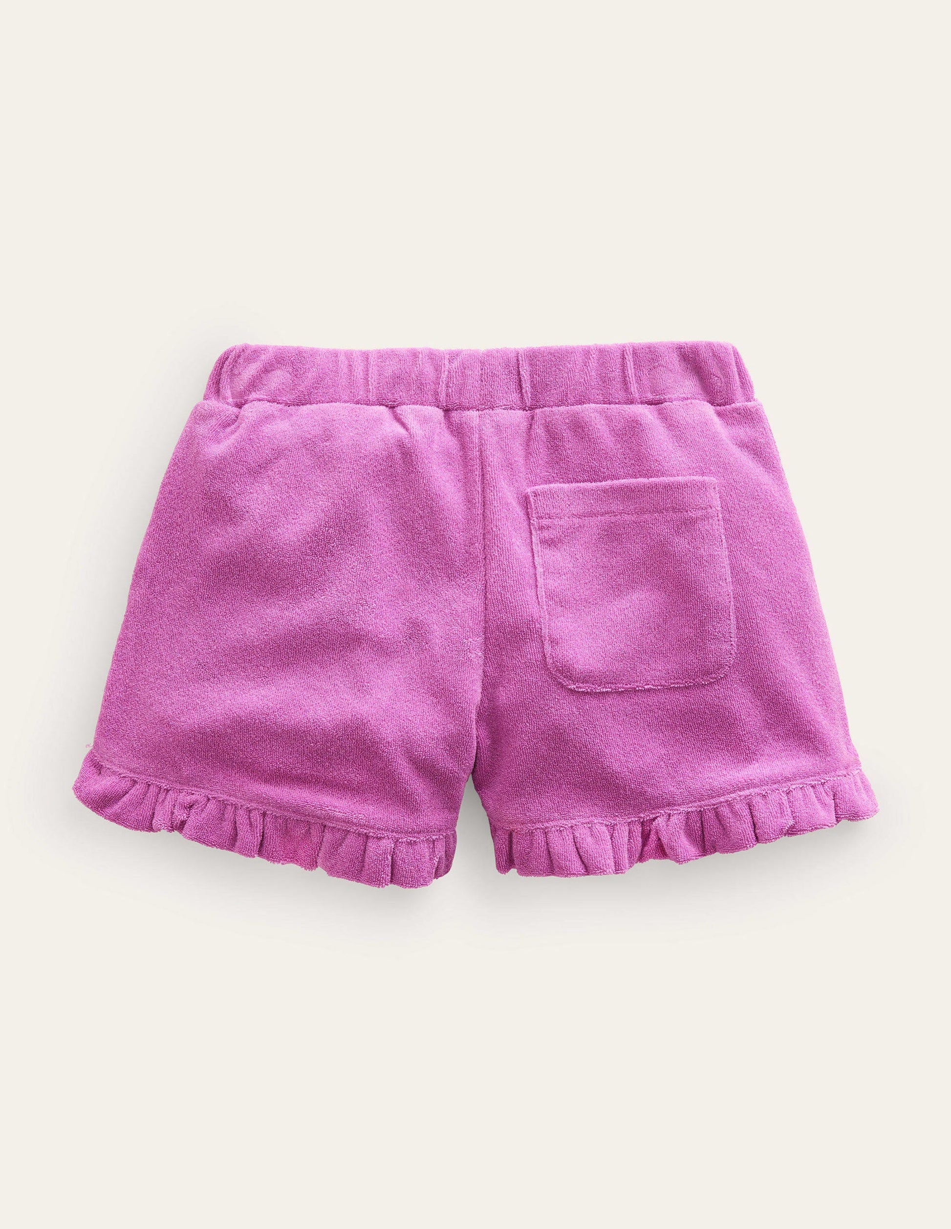 Frottee-Shorts mit Rüschensaum-Strahlendes Orchideenviolett-2