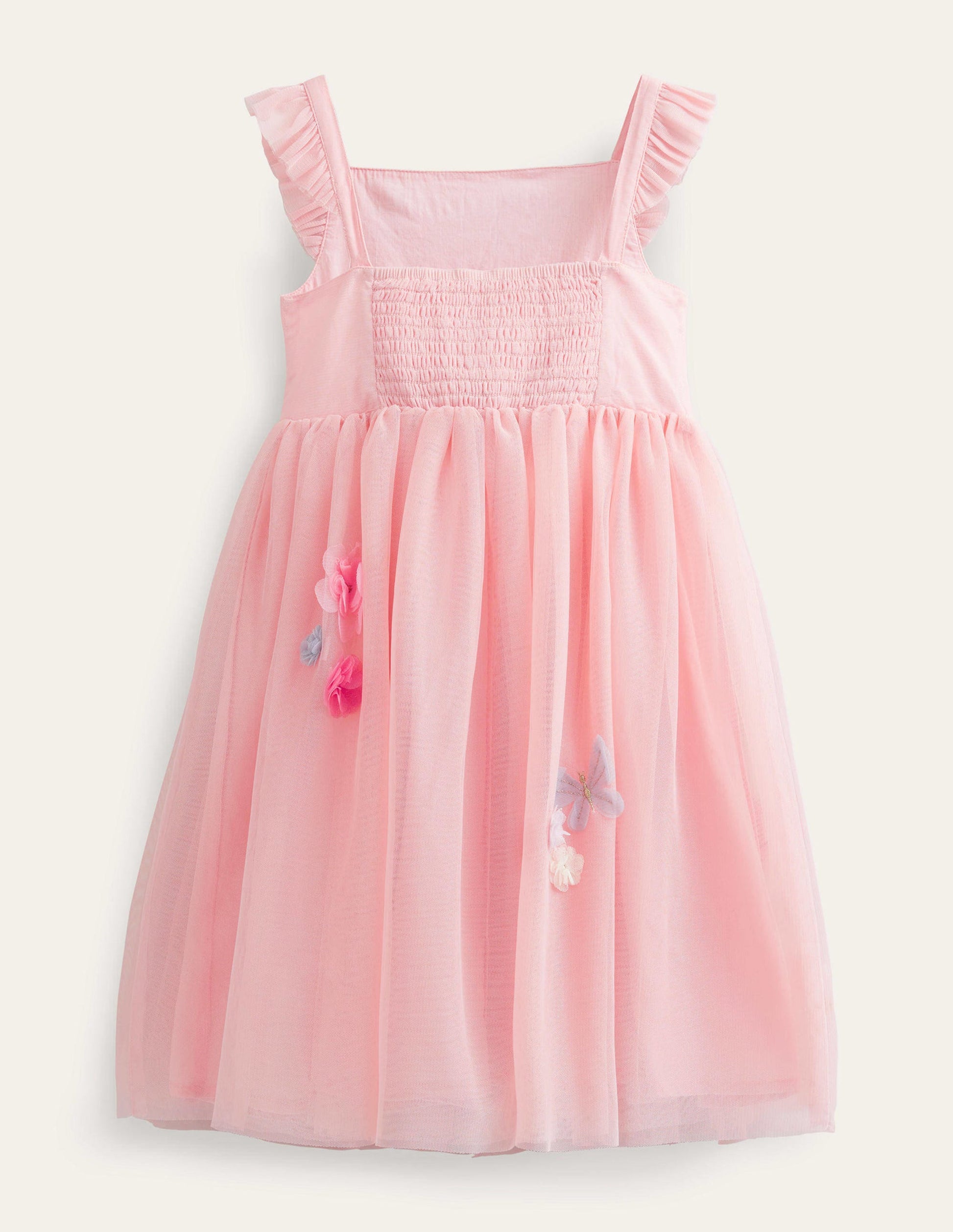 Robe en tulle à appliqué-Rose Provence poudré-2