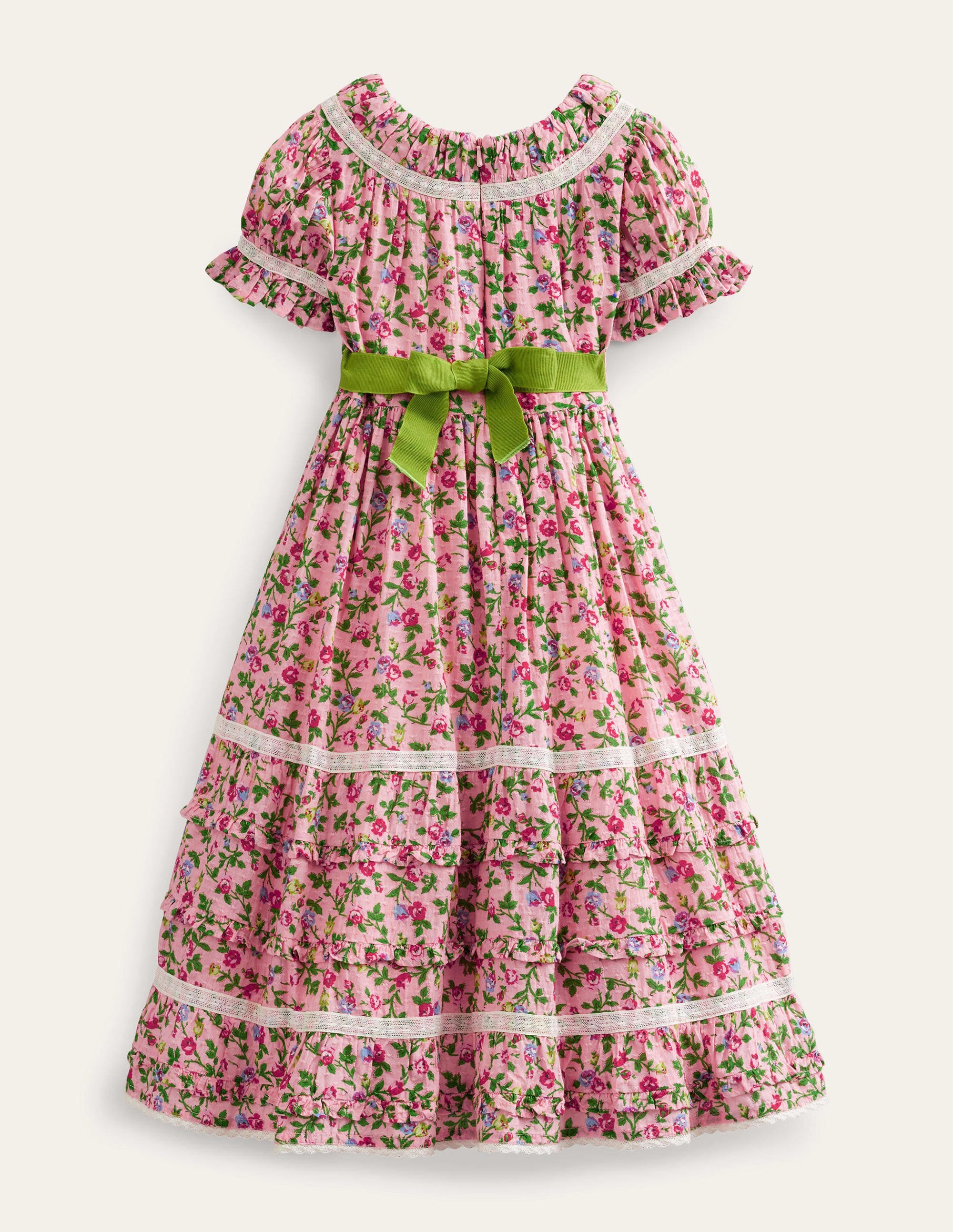 Gemustertes Partykleid mit Spitzenborten-Rosenrosa - Image 2