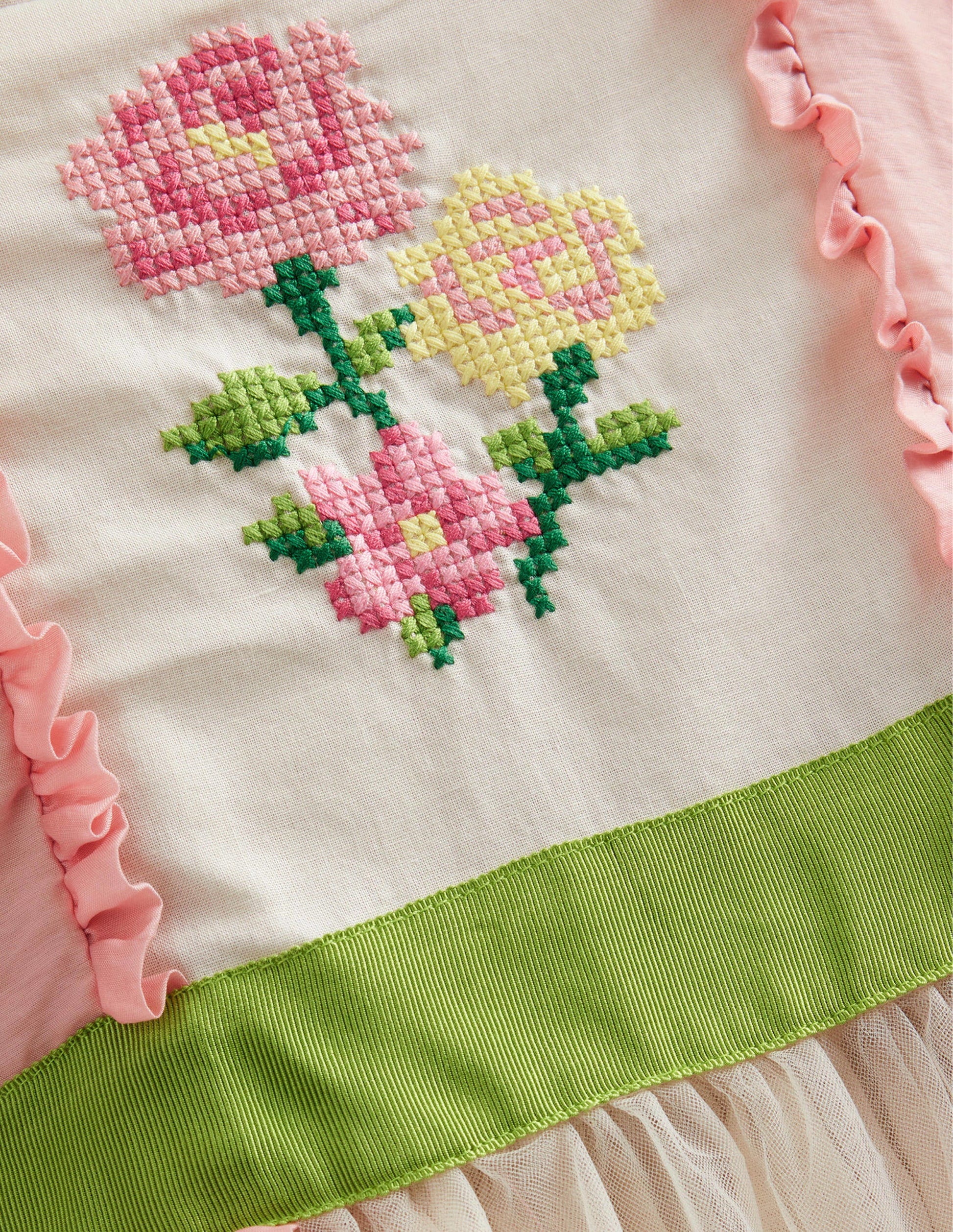 Kleid mit Puffärmeln und Stickerei-Provence-Altrosa-3