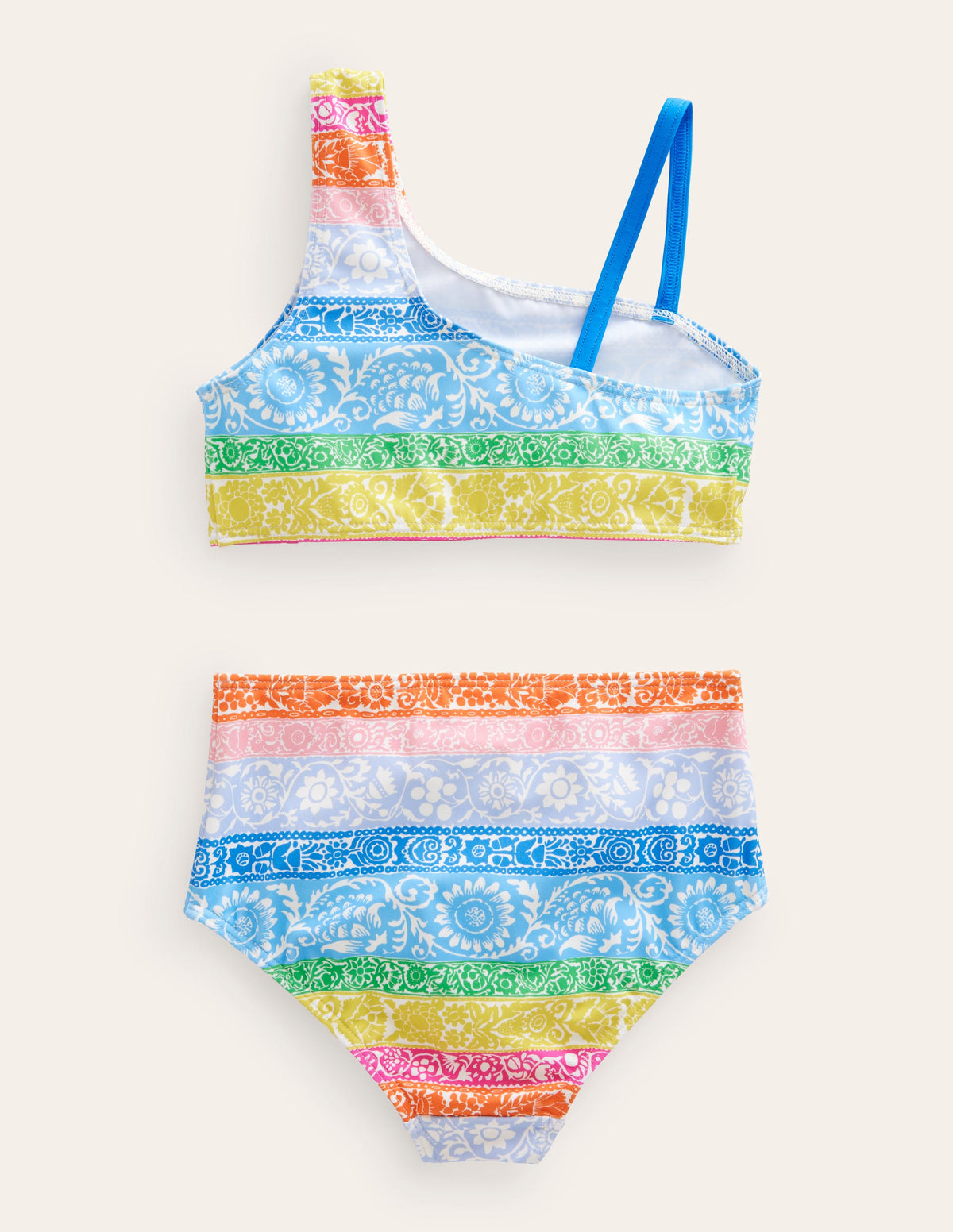One-Shoulder-Bikini-Naturweiß/Bunt, Tapetenstreifen - Image 2
