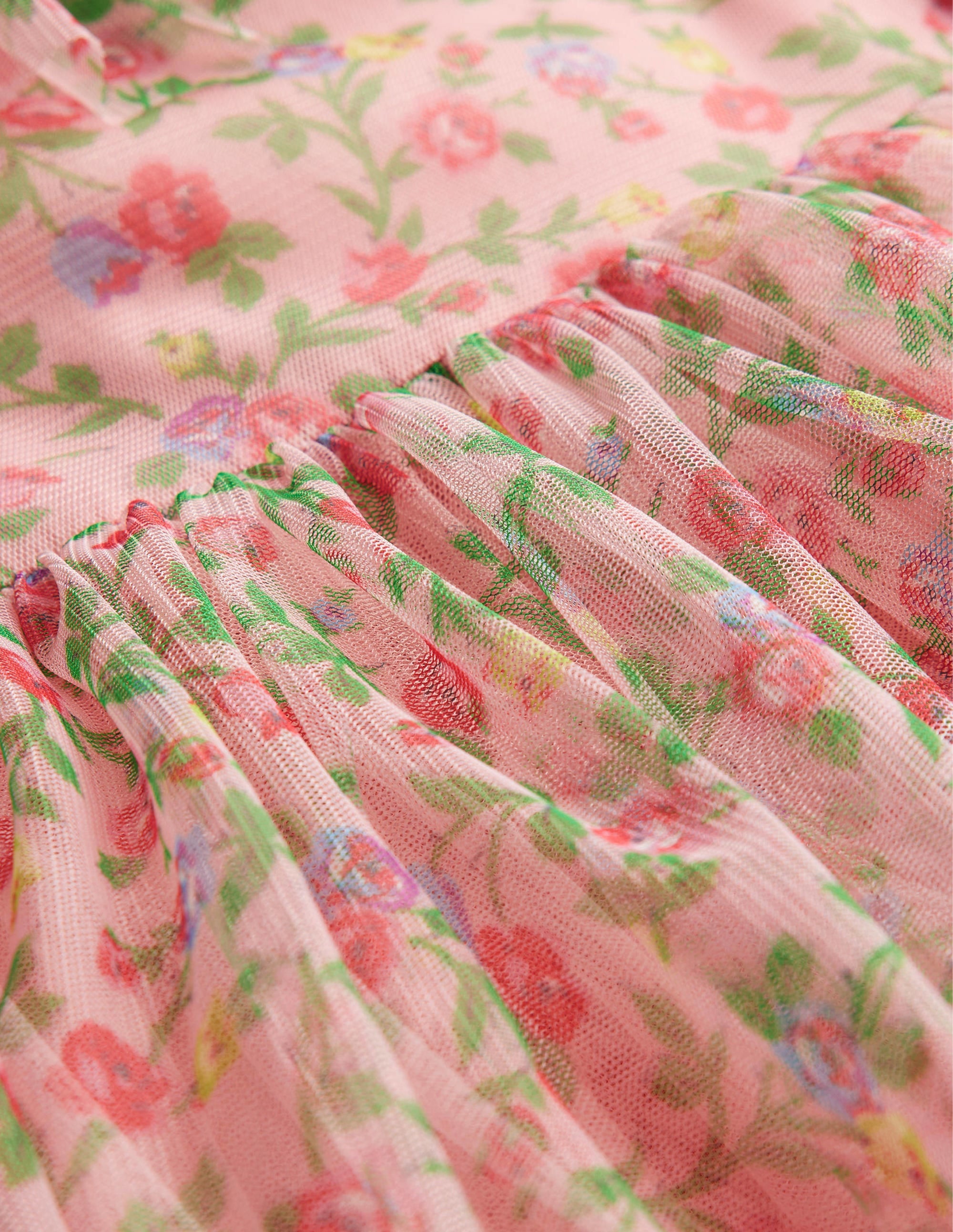 Tüllkleid mit Rüschen-Rosenrosa, Blumenmuster - Image 3