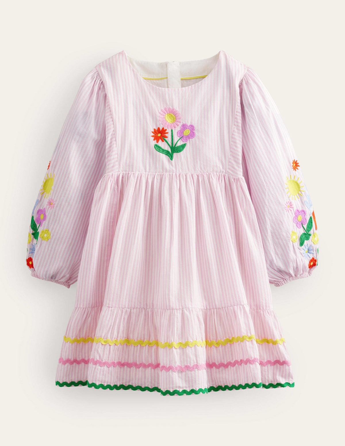 Embroidered Stripe Dress-Cameo Pink - Image 1