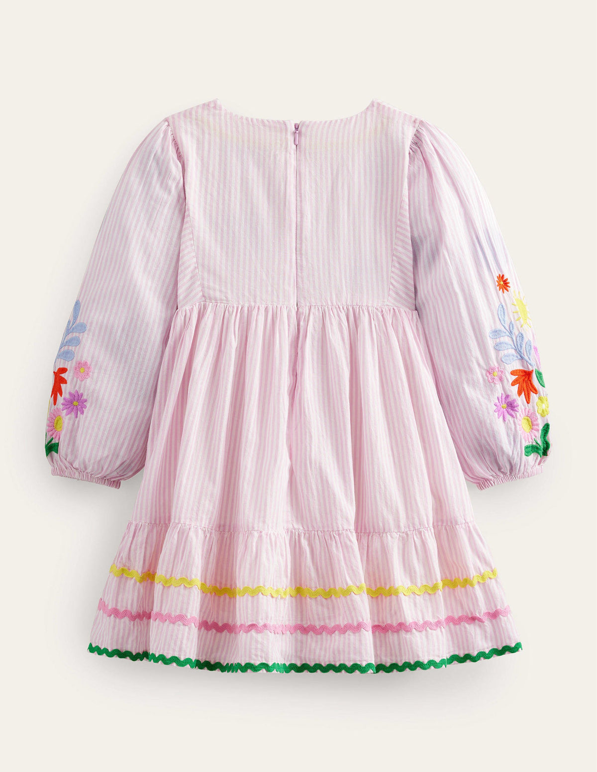 Embroidered Stripe Dress-Cameo Pink - Image 2