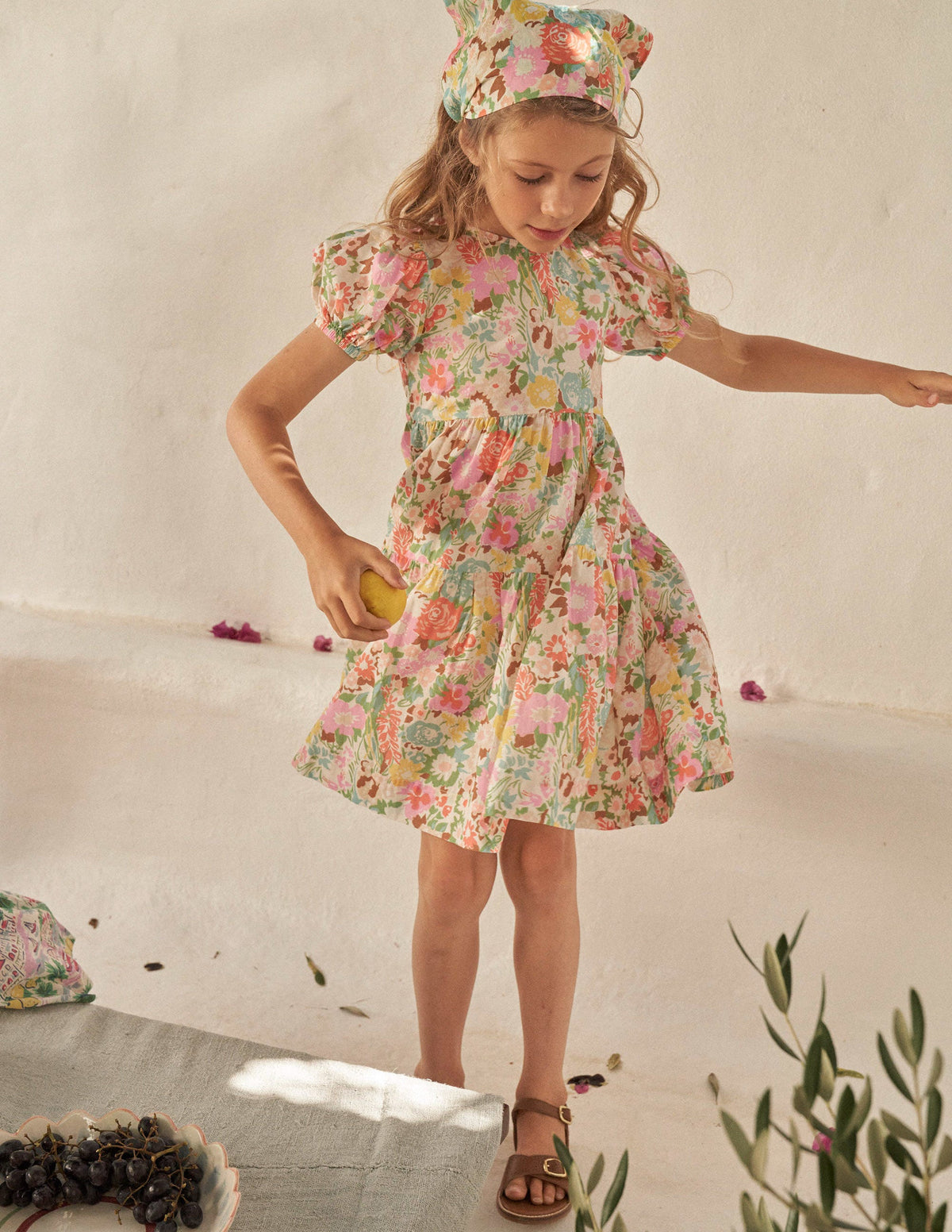 Voluminöses Webkleid-Bunt, Gemaltes Blumenmuster - Image 4