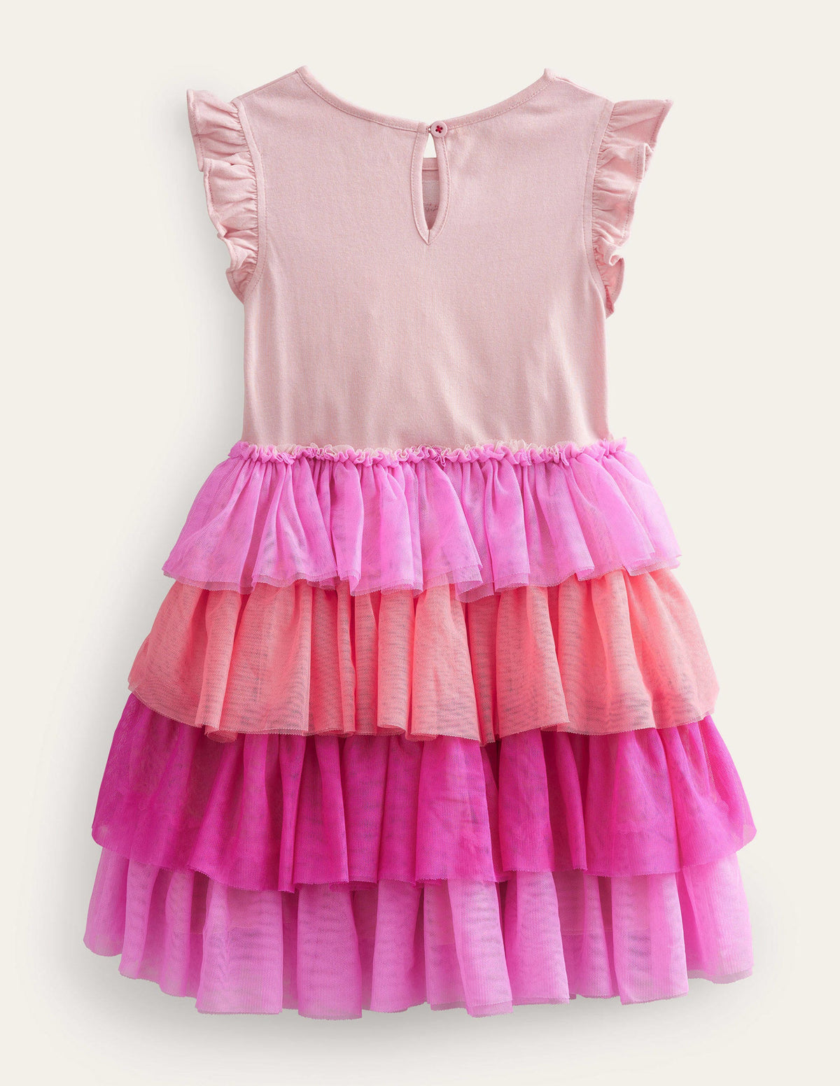 Robe avec épaisseurs de tulle et logo-Flamant rose pêche printanière - Image 2