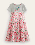 Maxikleid mit Motiv-Französisches Rosa, Erdbeeren