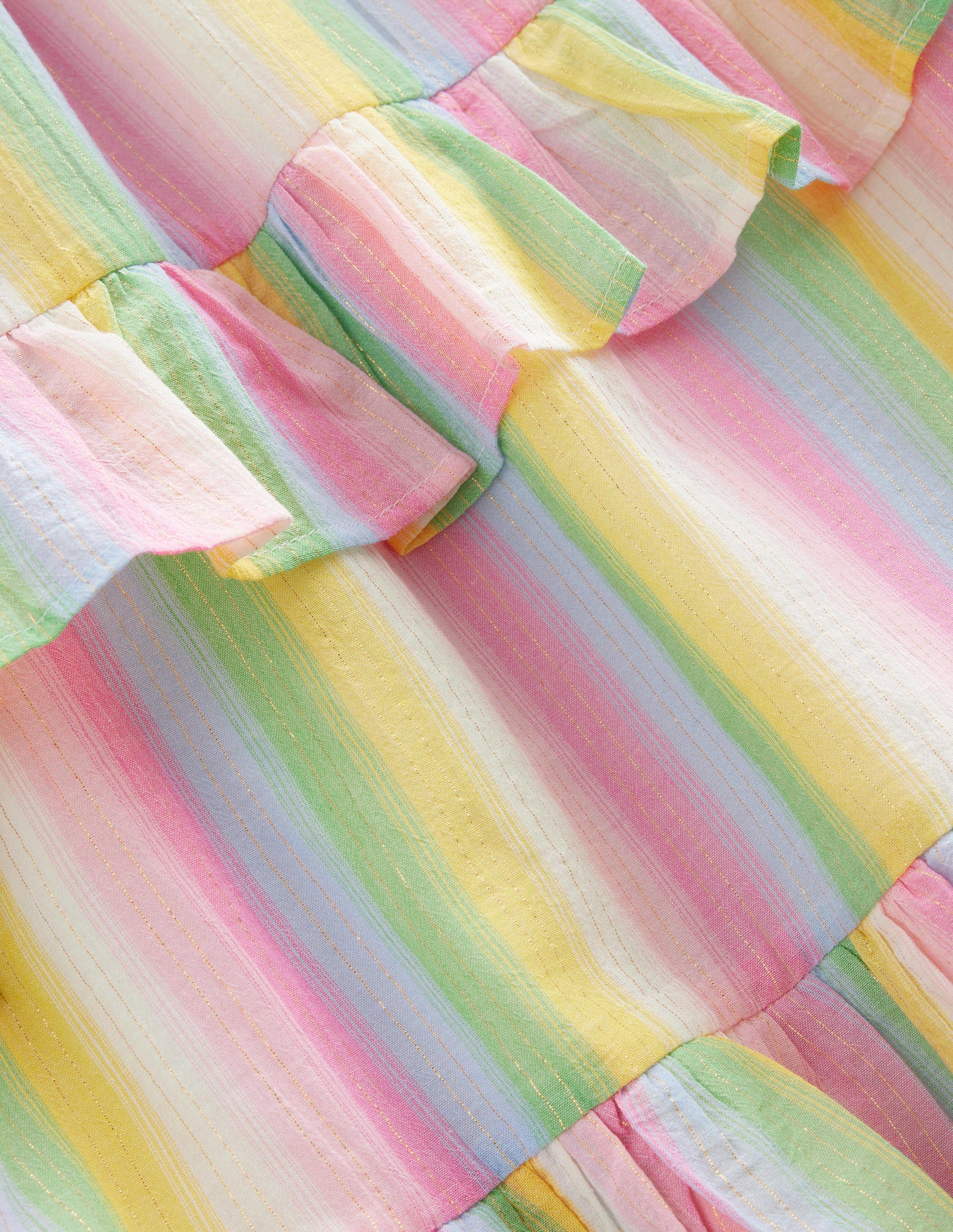 Gestuftes Maxikleid mit Rüschen-Regenbogenfarben, Streifen mit Farbverlauf-3