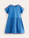 Robe tissée texturée-Bleu élisabéthain
