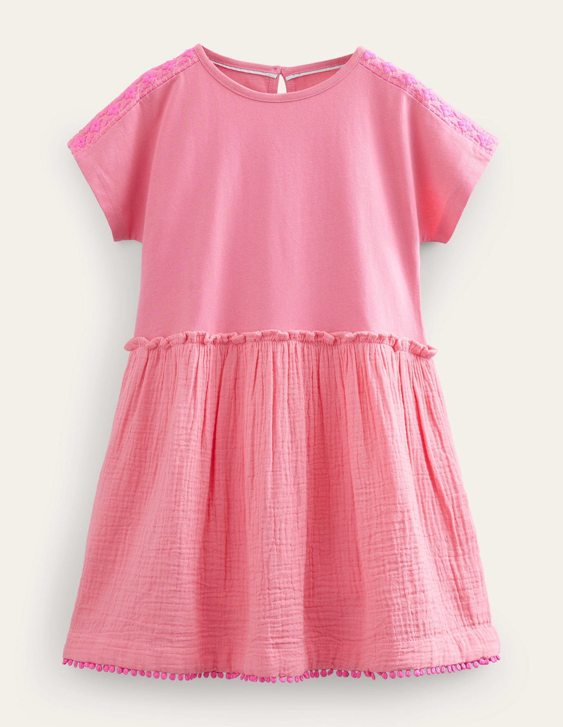 Robe tissée texturée-Rose azalée-1