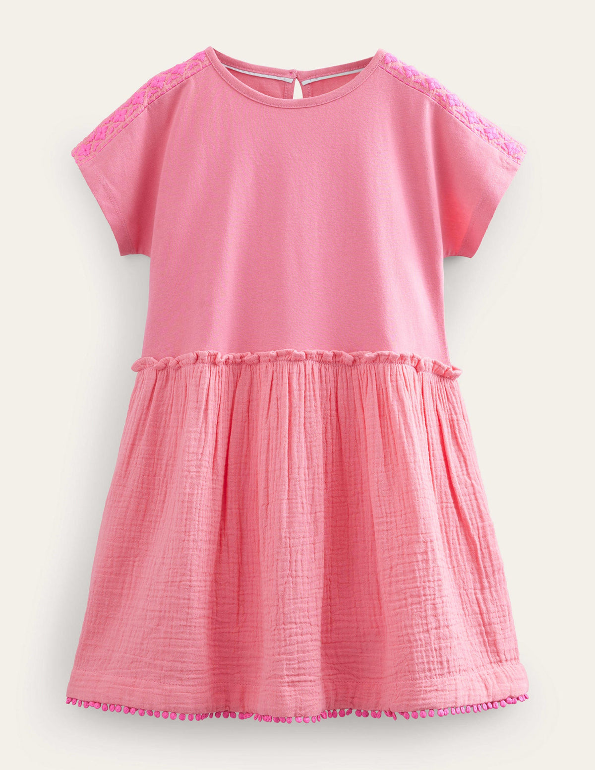 Robe tissée texturée-Rose azalée - Image 1