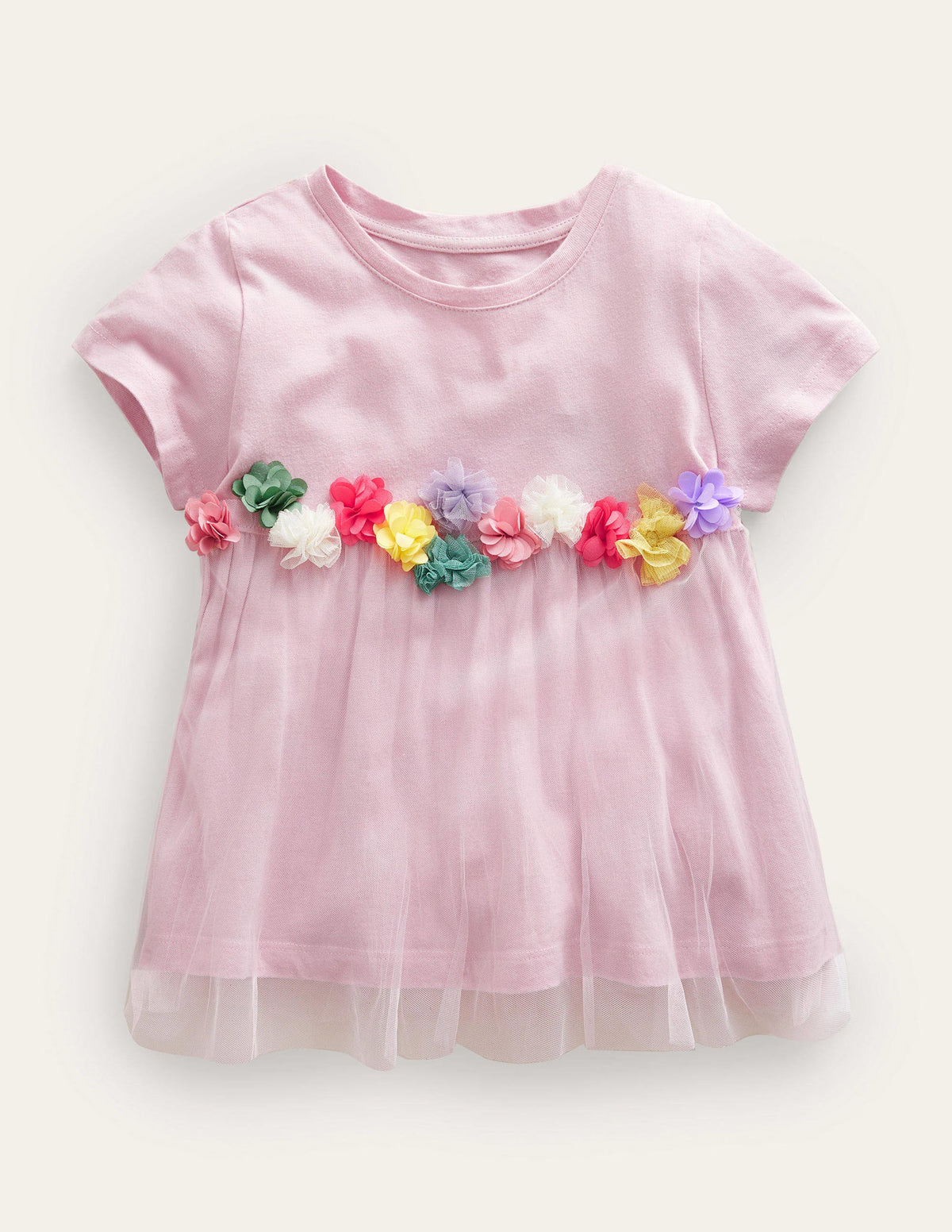 Tulle Flutter Appliqué T-shirt-French Pink - Image 1