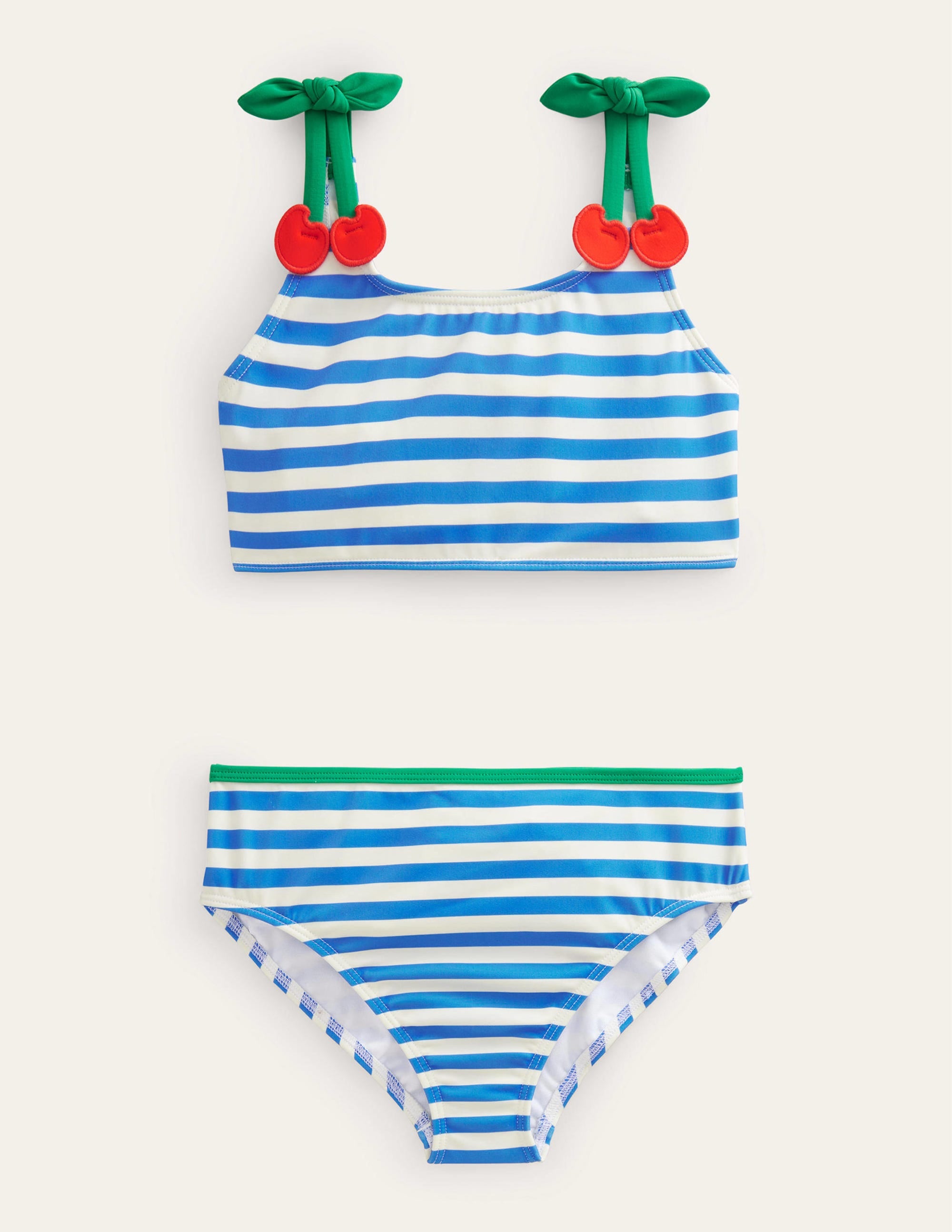Cherry Strap Bikini-Cabana Blue and Ivory stripe - Image 1