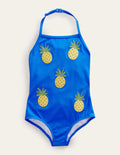 Badeanzug mit Obst-Applikation-Blau