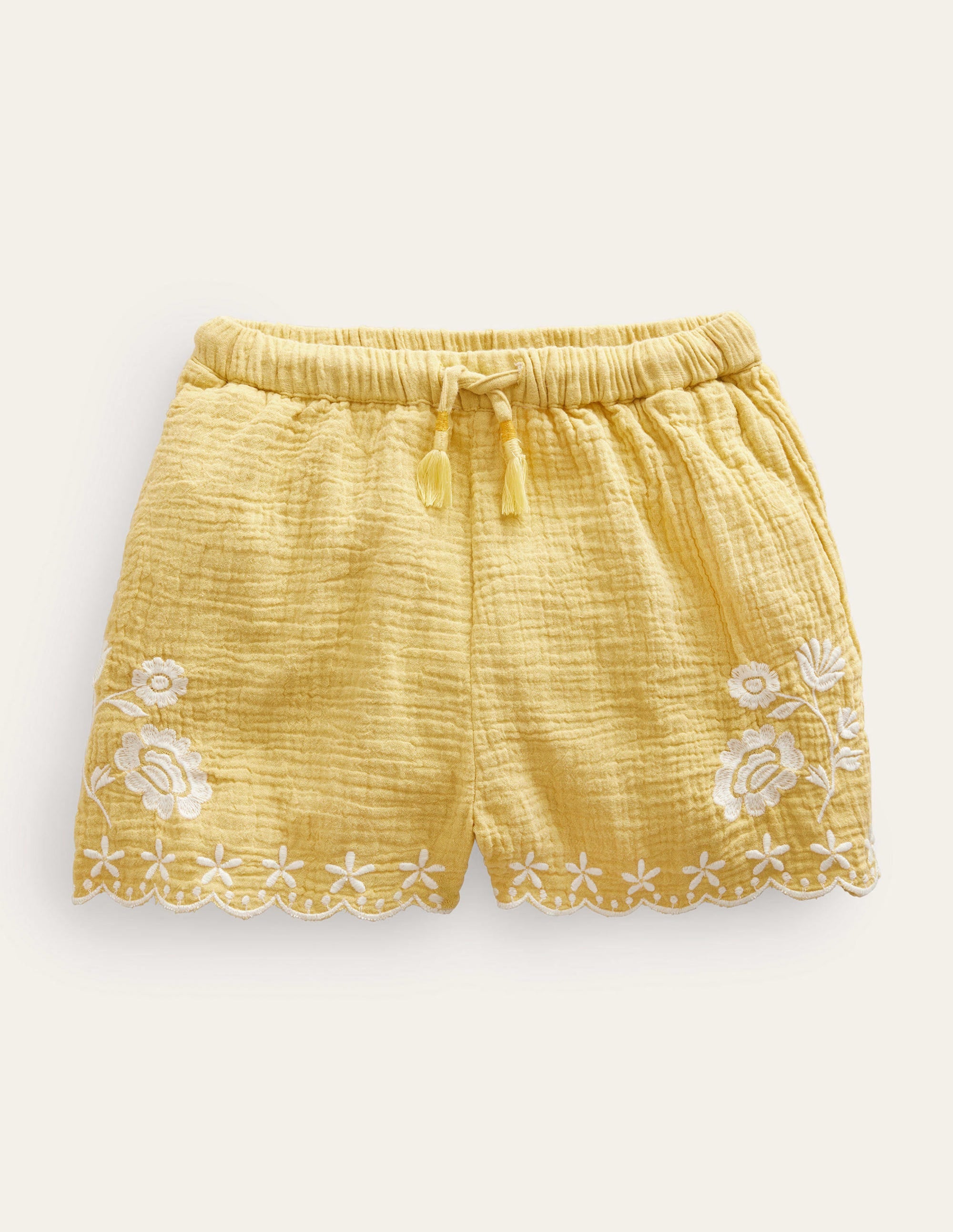 Shorts mit besticktem Saum-Butterblumengelb - Image 1