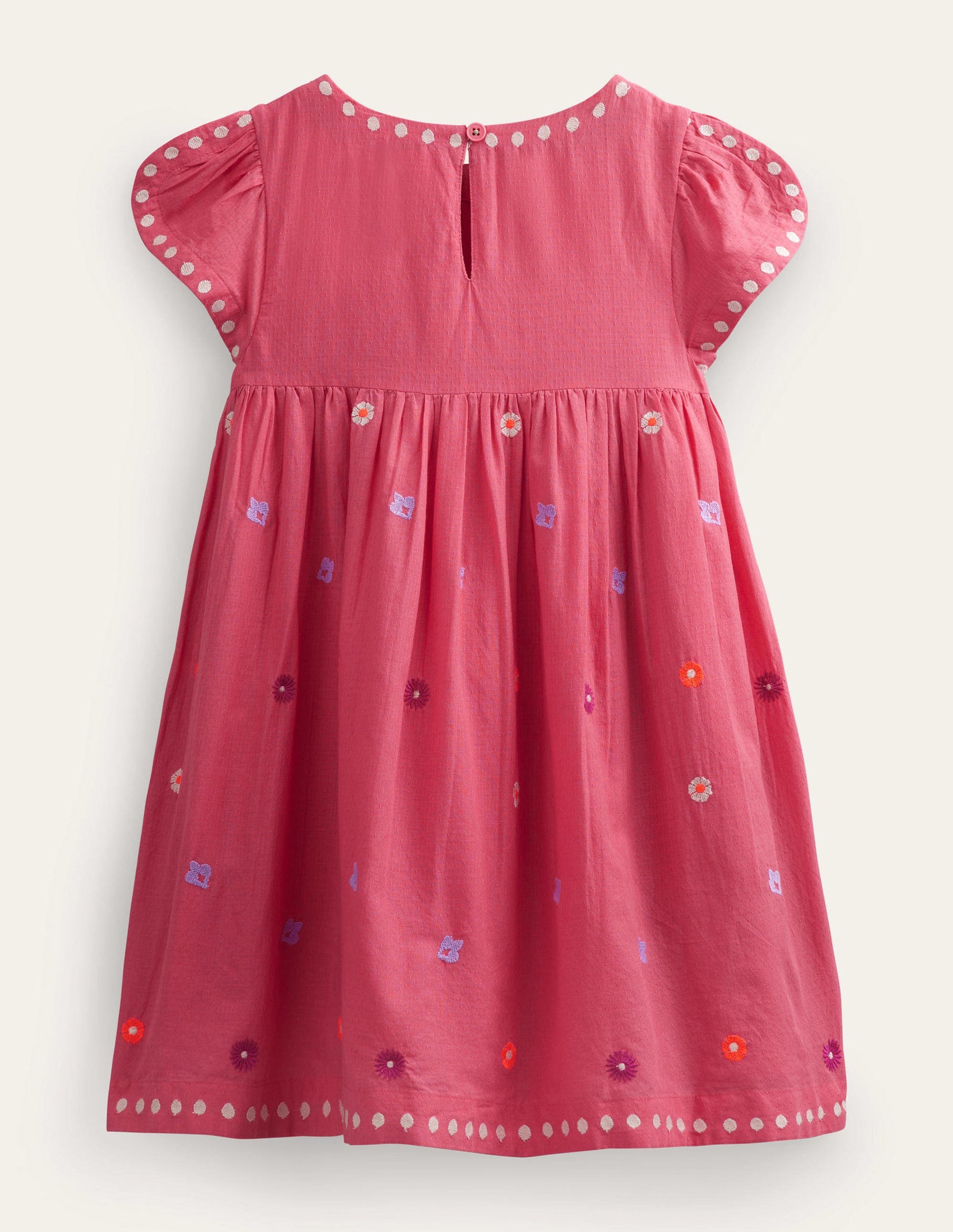 Strukturiertes Kleid mit Stickerei-Bonbonrosa-2