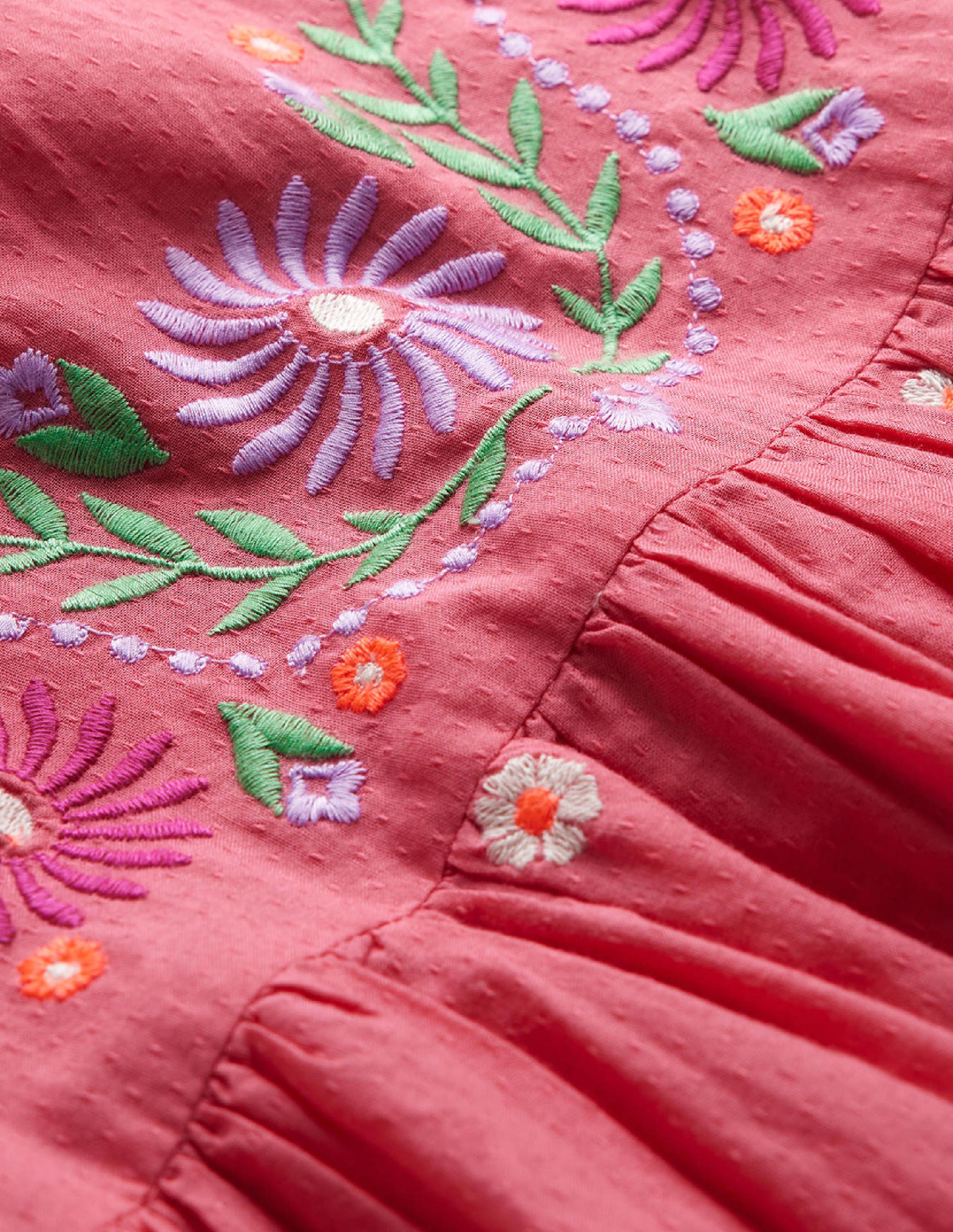 Strukturiertes Kleid mit Stickerei-Bonbonrosa - Image 3