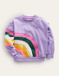 Rainbow Appliqué Sweatshirt-Lavender