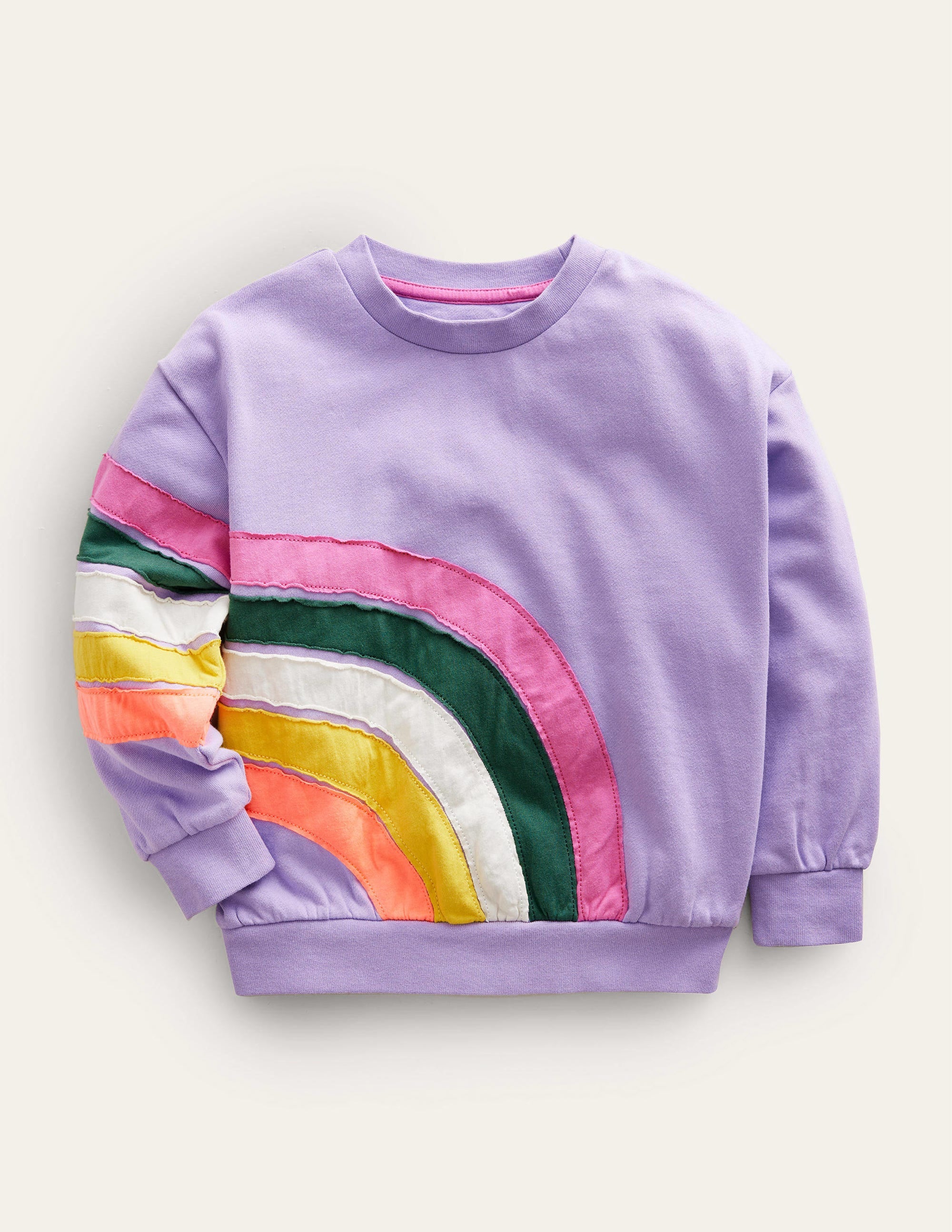 Rainbow Appliqué Sweatshirt-Lavender - Image 1