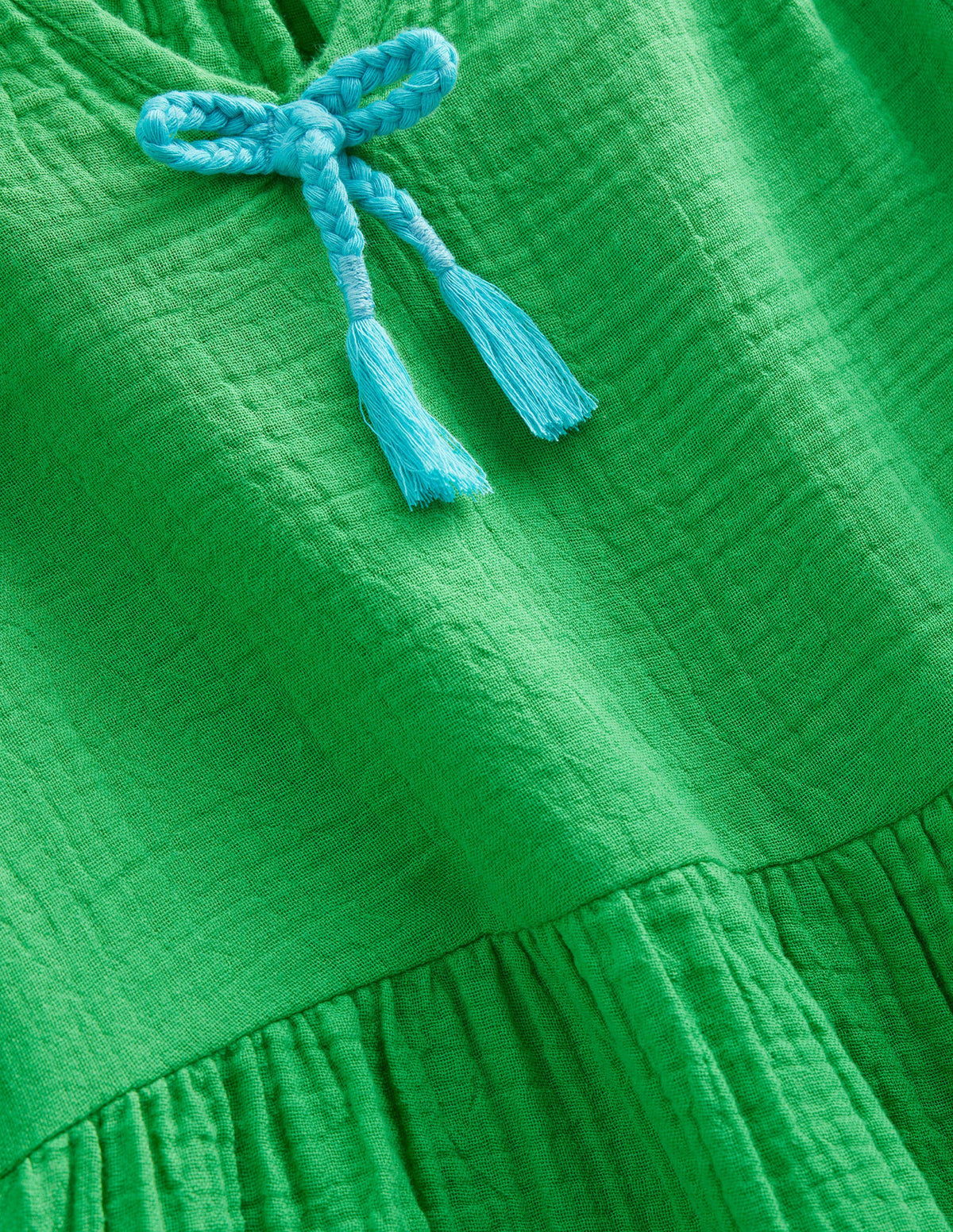 Robe volantée à double épaisseur-Vert vif-3
