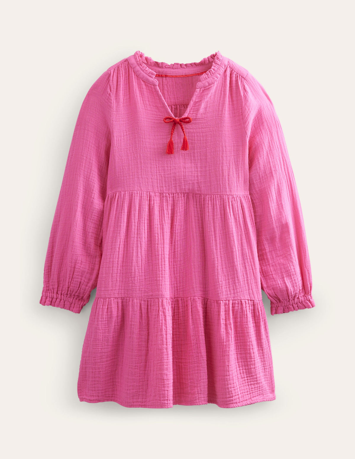 Stufenkleid aus Doppelgewebe-Festivalrosa-1
