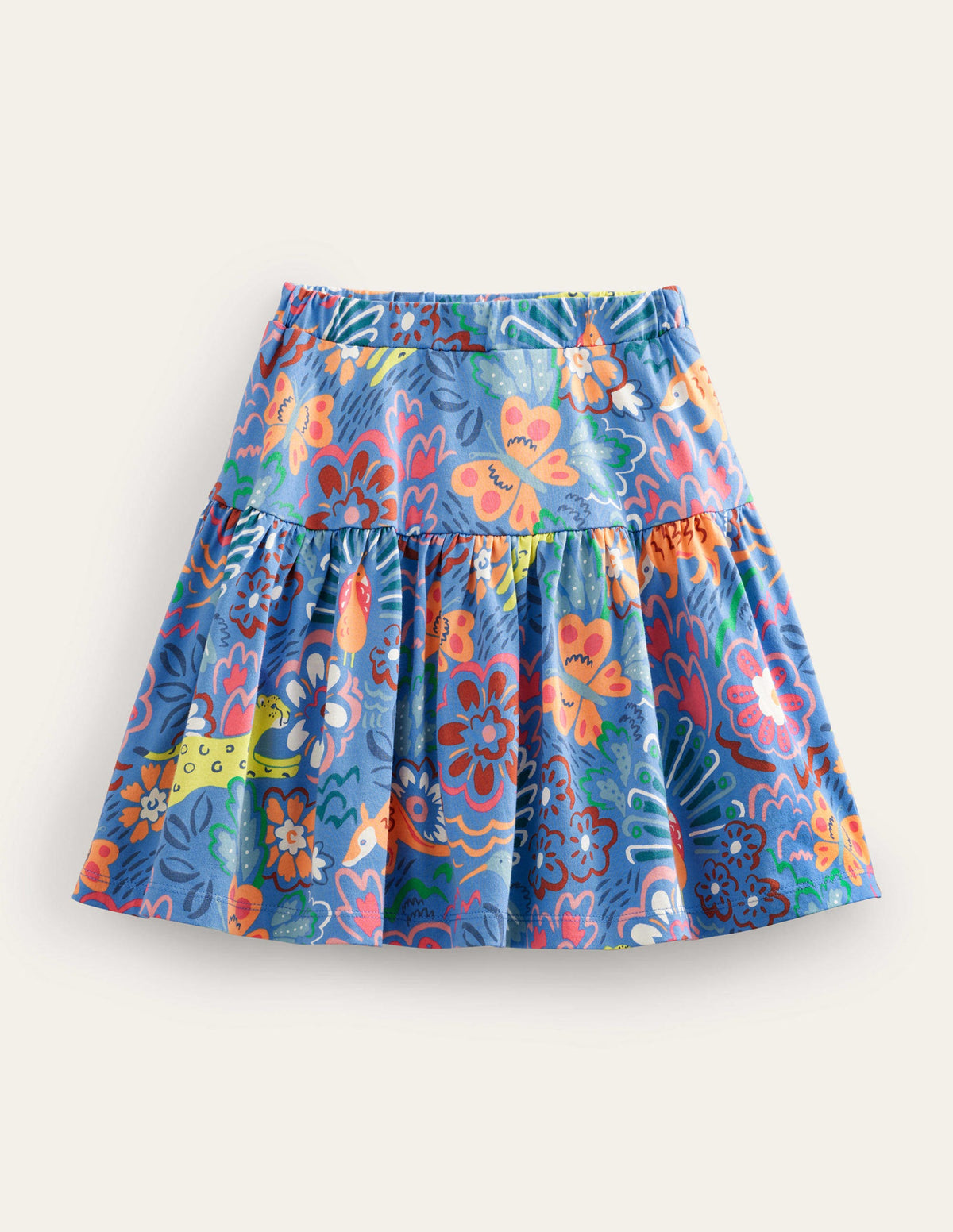 Gestufter Jersey-Skort-Blau, Leopardensafari - Image 1