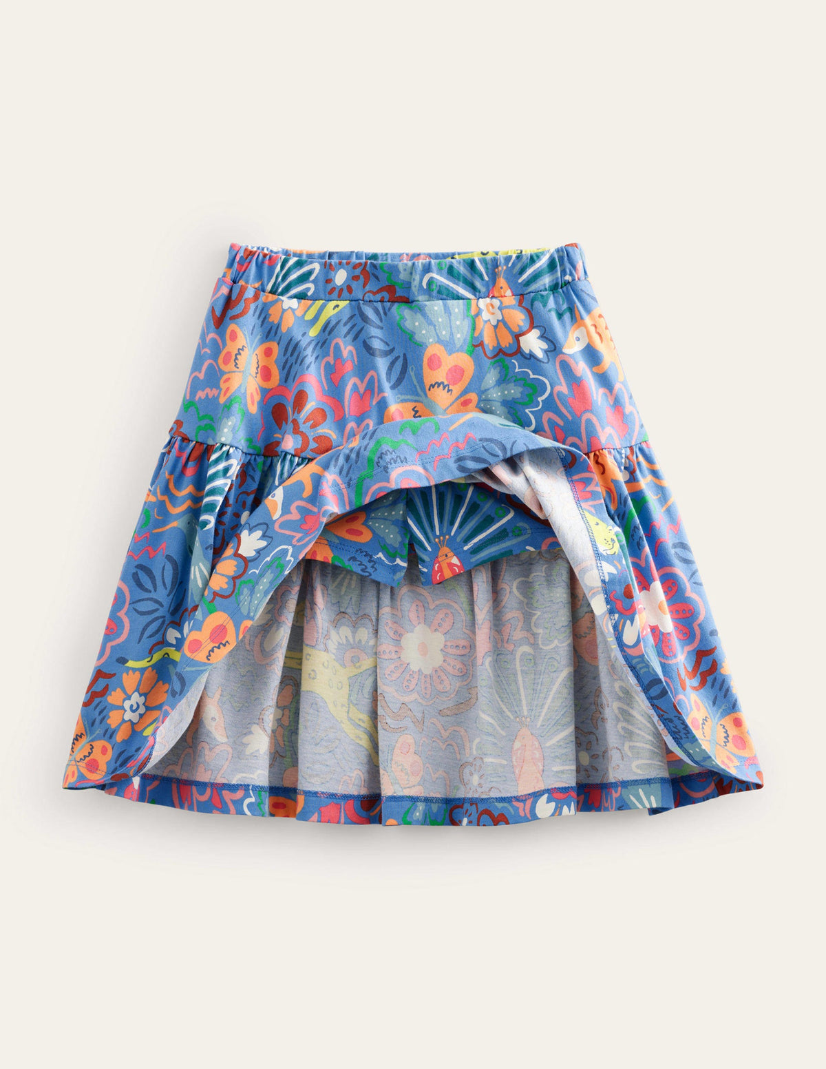Gestufter Jersey-Skort-Blau, Leopardensafari - Image 4