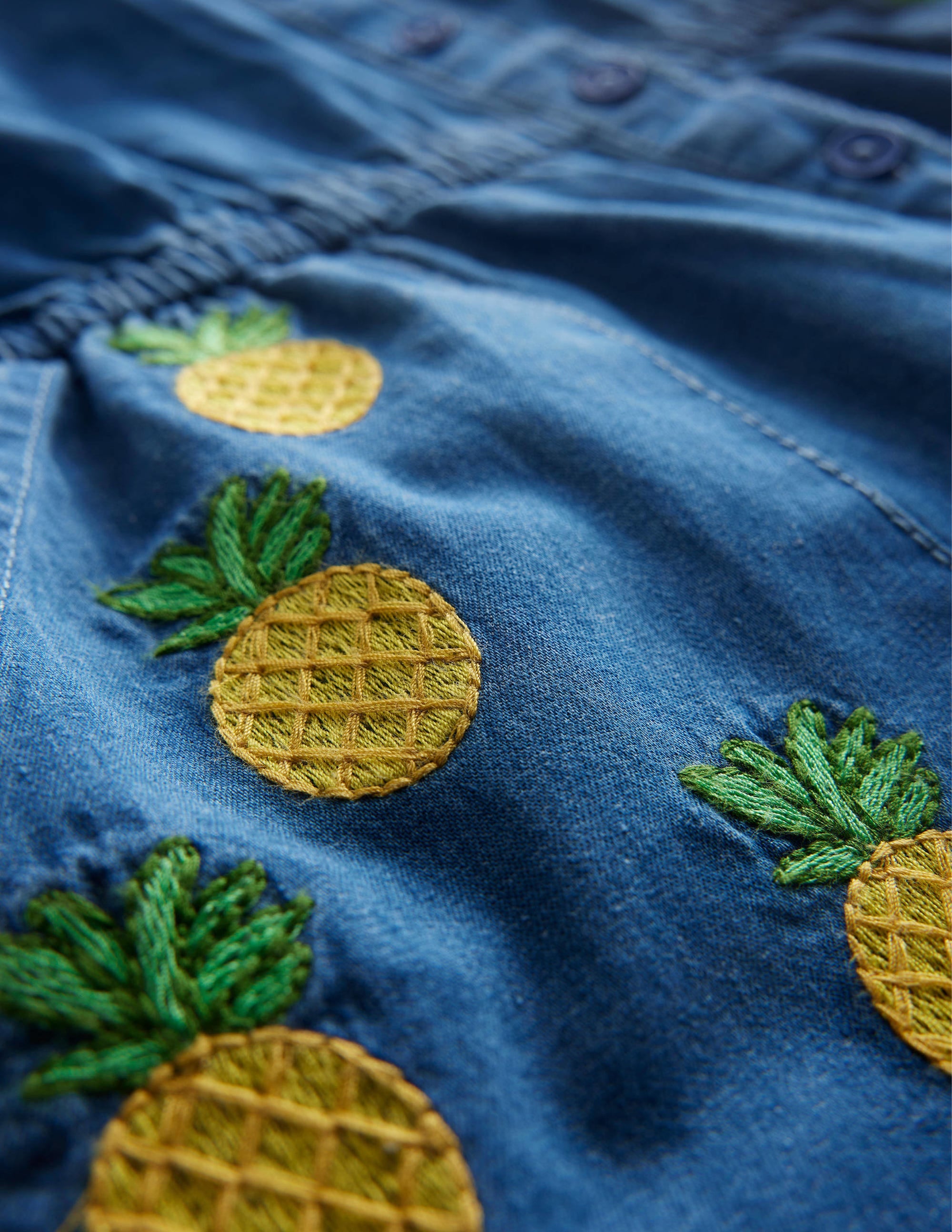 Denim-Einteiler mit Stickerei-Mittleres Vintageblau, Denim - Image 3