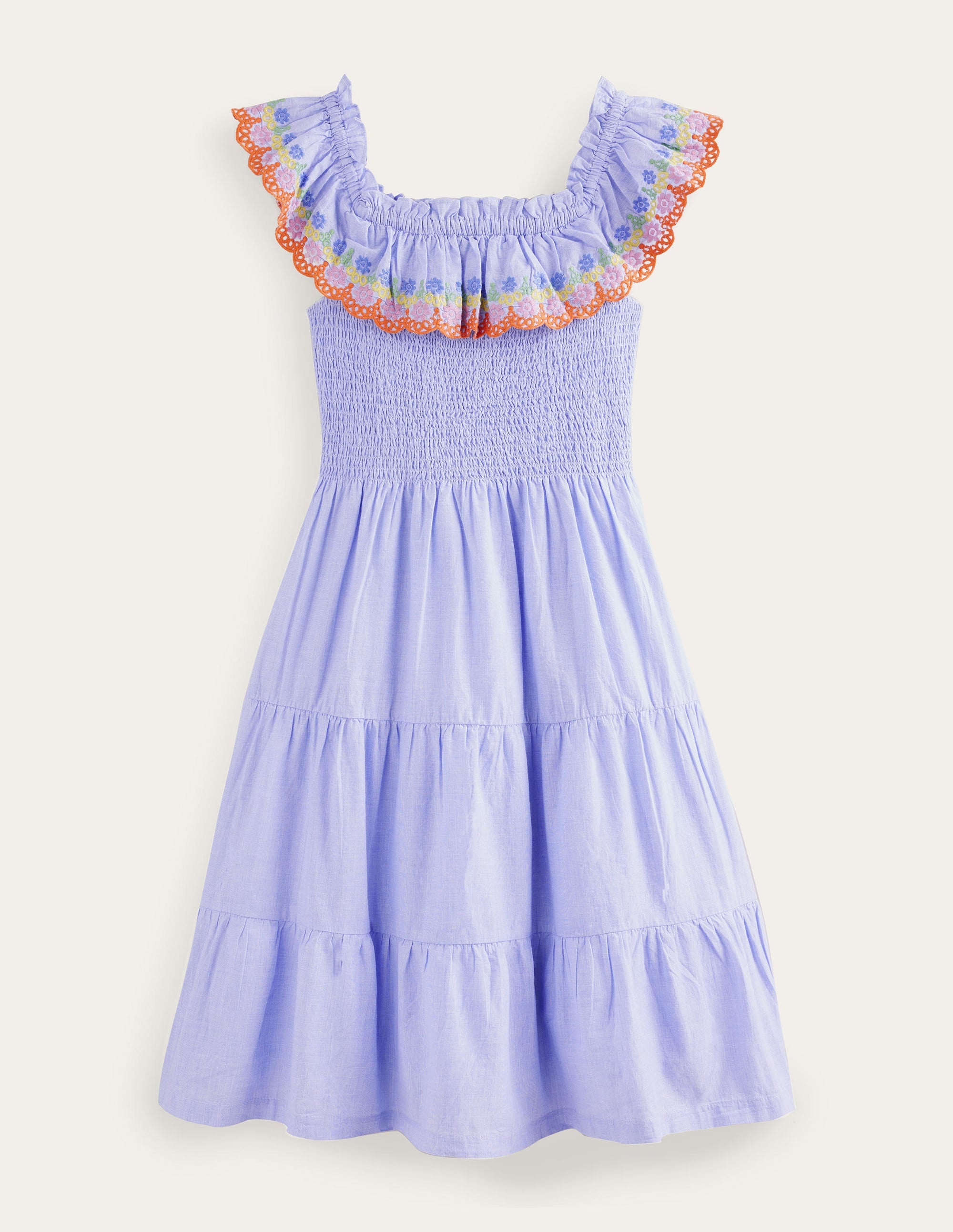 Stufenkleid mit Muschelsaum-Blau, Faux-Uni - Image 2