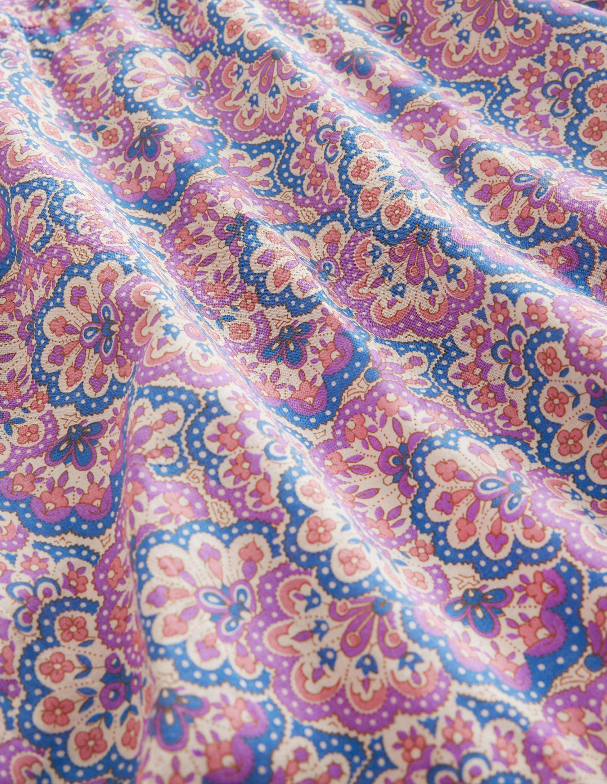 Gemusterter Poncho-Kaftan-Lila/Pfirsich, Paisleymuster-3