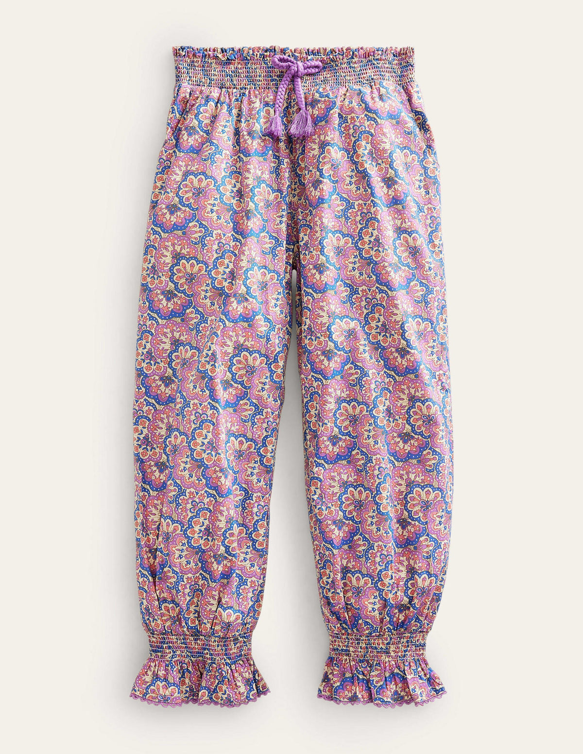 Gemusterte Ballonhose-Lila/Pfirsich, Paisleymuster-1
