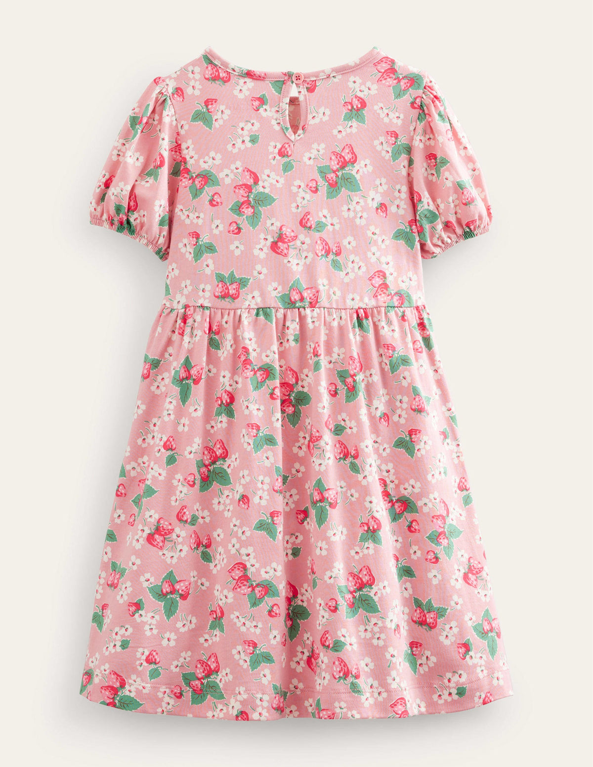 Kleid mit Puffärmeln-Mandelblütenrosa, Erdbeeren-2