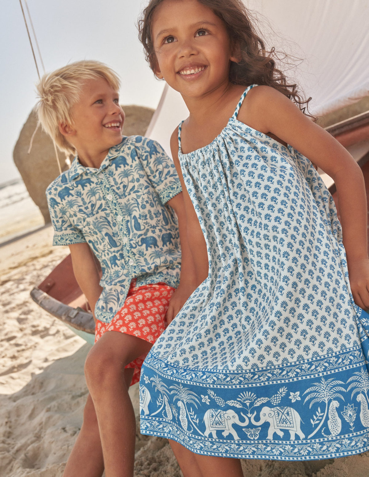 Kleid mit geflochtenen Trägern-Inselblau, Goa-Saum-4