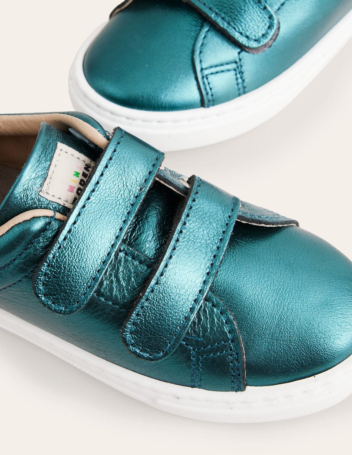 Niedrige Sneaker aus Leder mit zwei Riemen-Blaugrün - Image 3