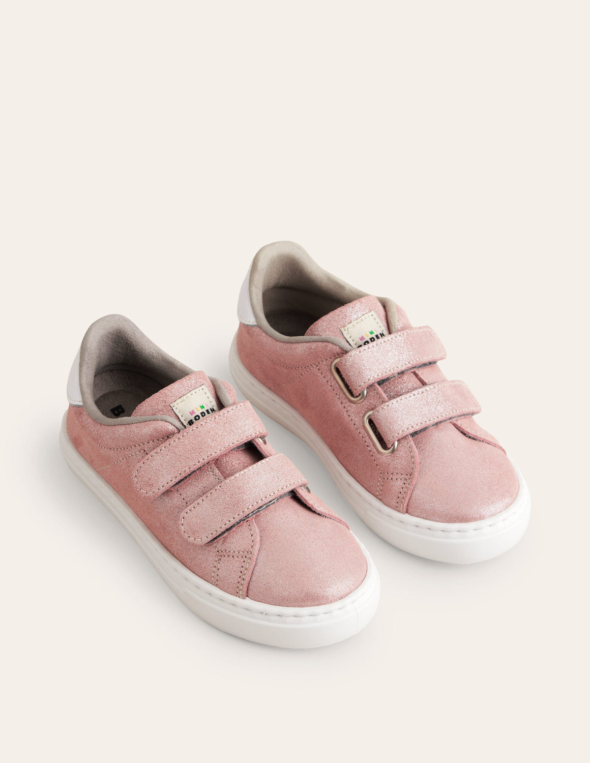 Niedrige Sneaker aus Leder mit zwei Riemen-Roségold-2