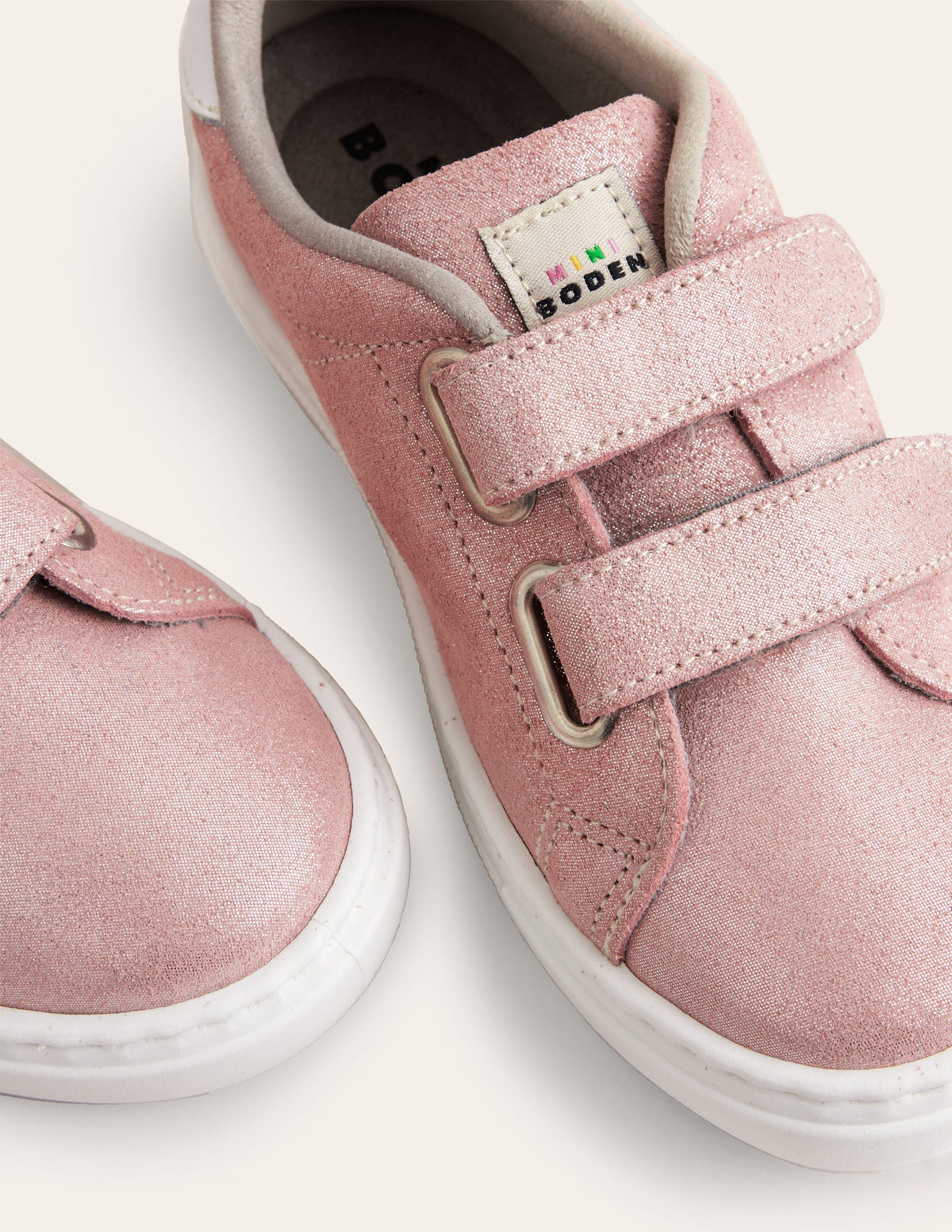 Niedrige Sneaker aus Leder mit zwei Riemen-Roségold - Image 3