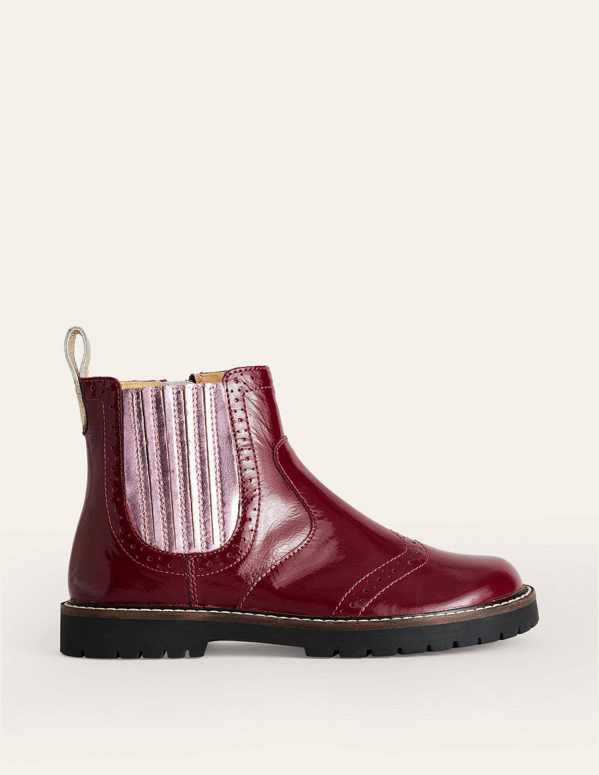 Chelsea-Stiefel aus Leder-Burgunderrotes Lackleder-1