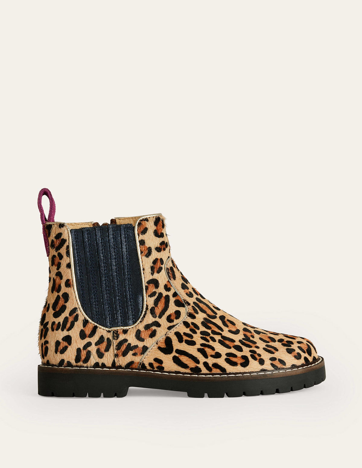 Chelsea-Stiefel aus Leder-Leopard mit marineblauem Besatz - Image 1