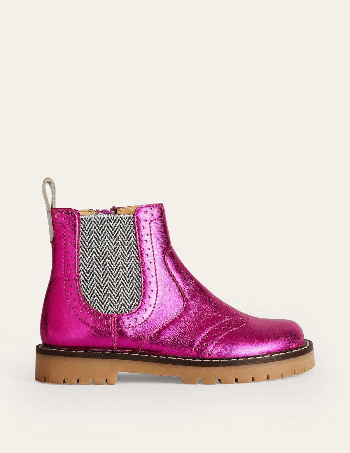 Chelsea-Stiefel aus Leder-Leuchtendes Metallic-Pink - Image 1