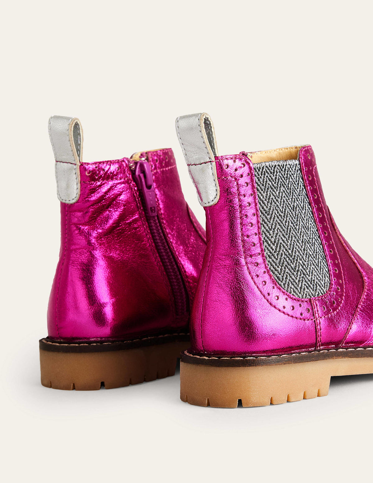 Chelsea-Stiefel aus Leder-Leuchtendes Metallic-Pink - Image 3