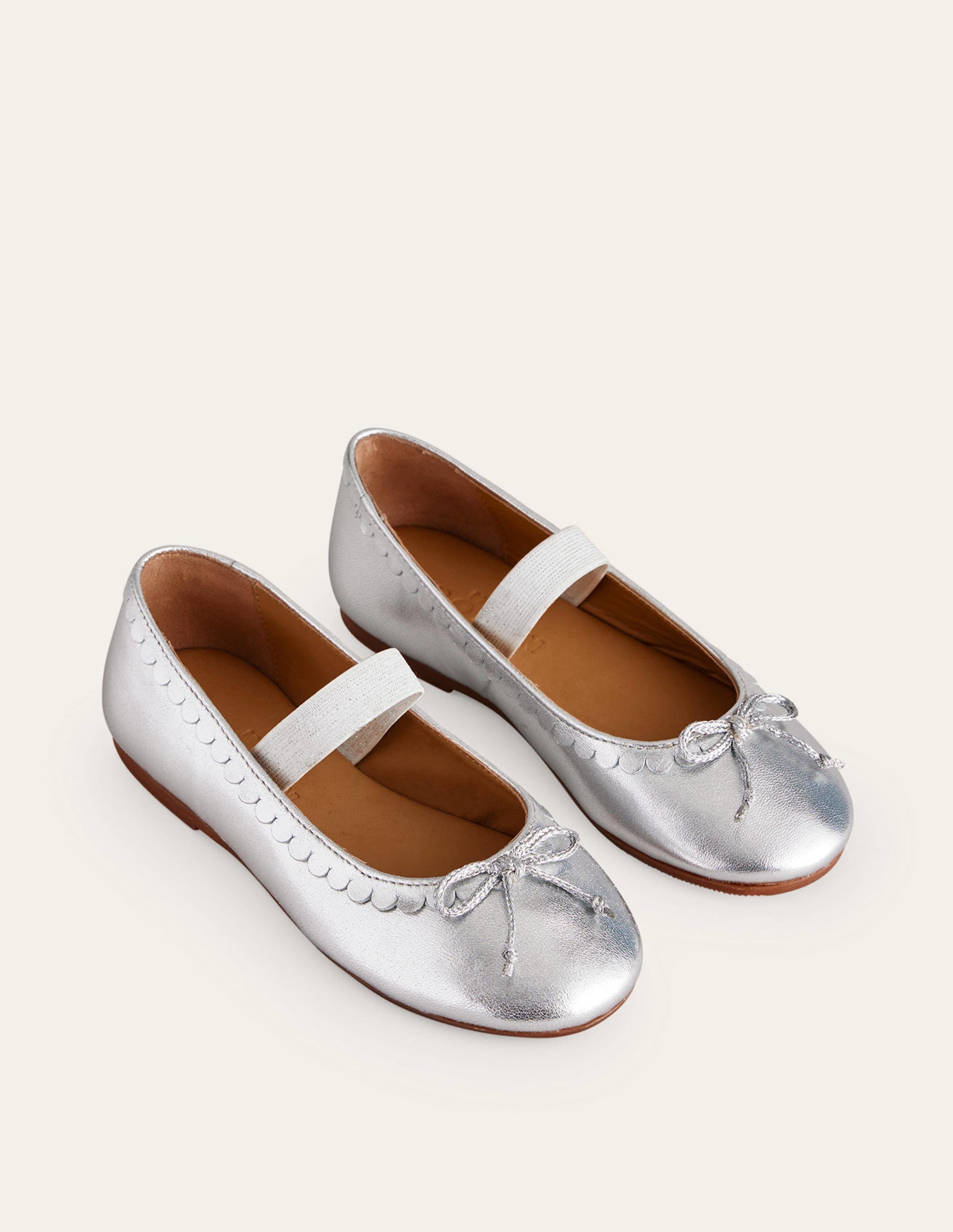 Ballerinas aus Leder-Metallic - Image 2