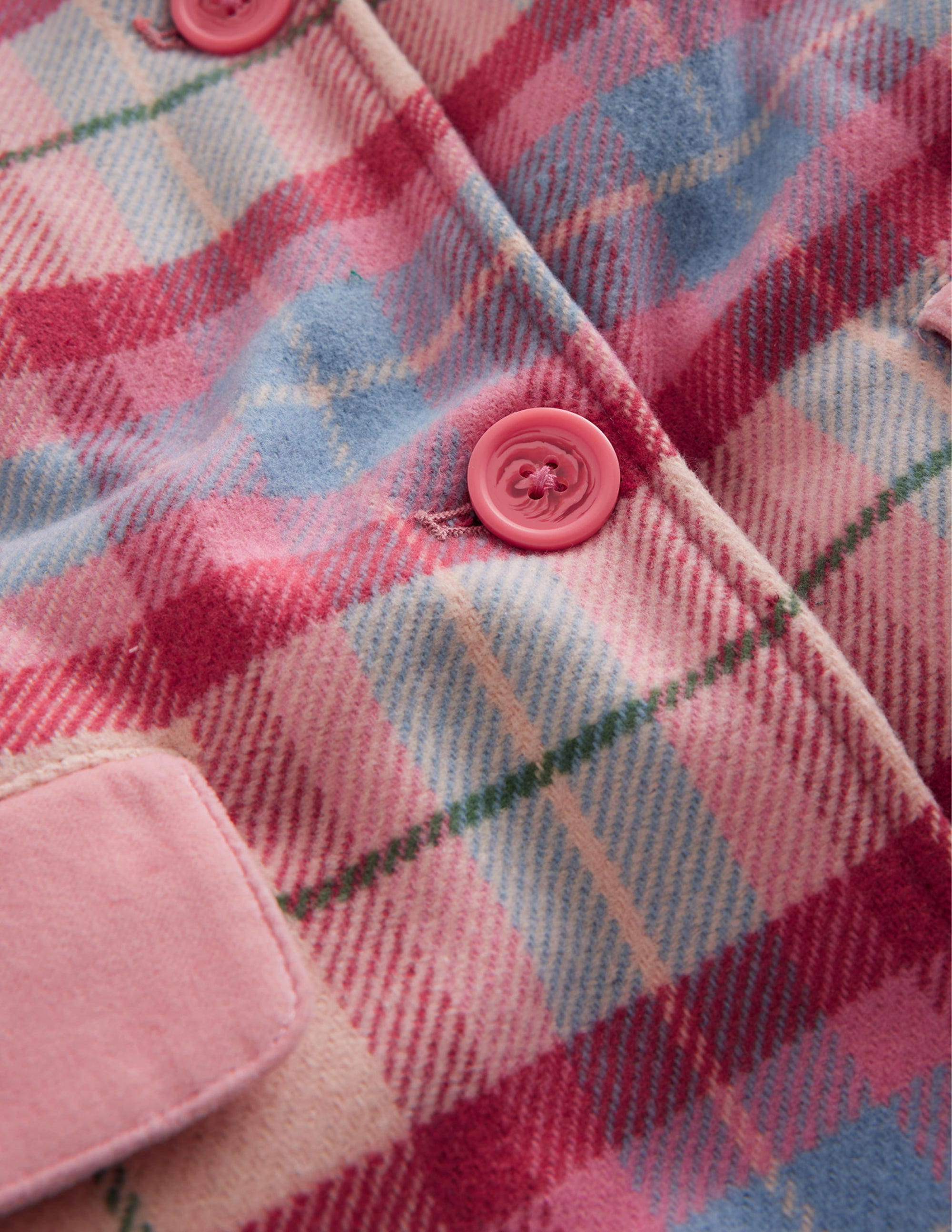 Wonderful Wool Blend Coat-Pastel Pink / Blue Check - Image 3